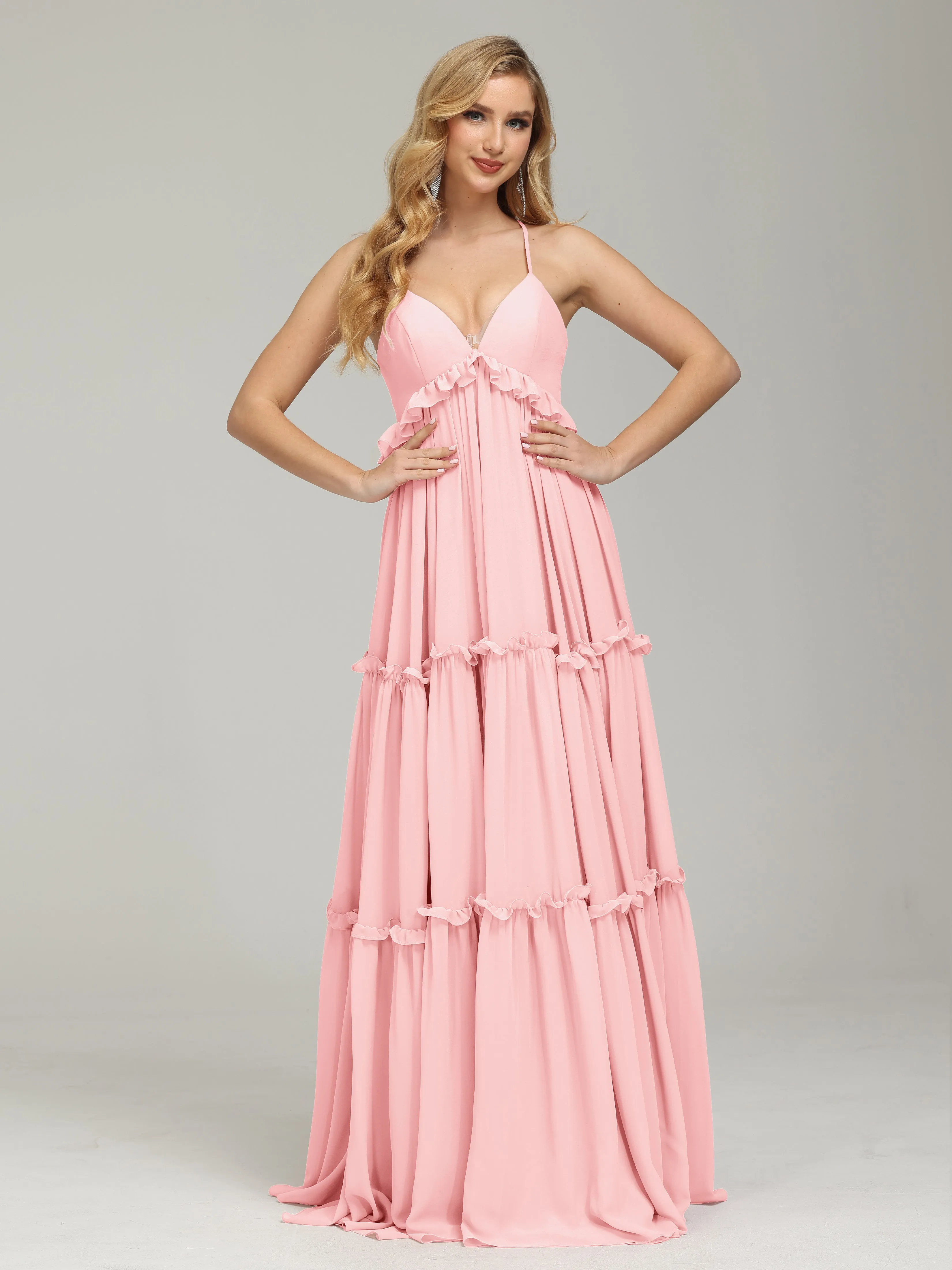 Amanda V-neck Empire Waist Prom Dress