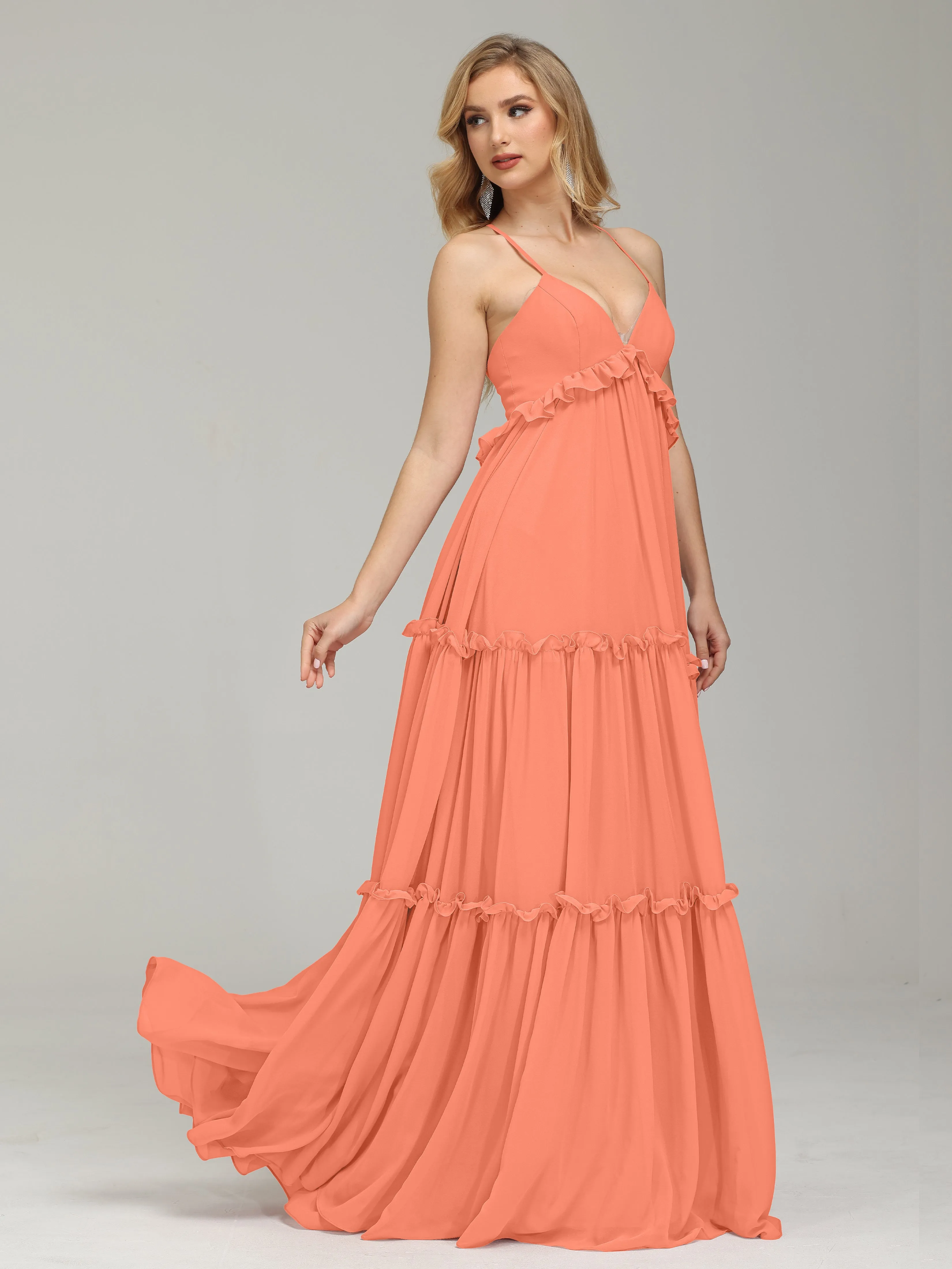 Amanda V-neck Empire Waist Prom Dress