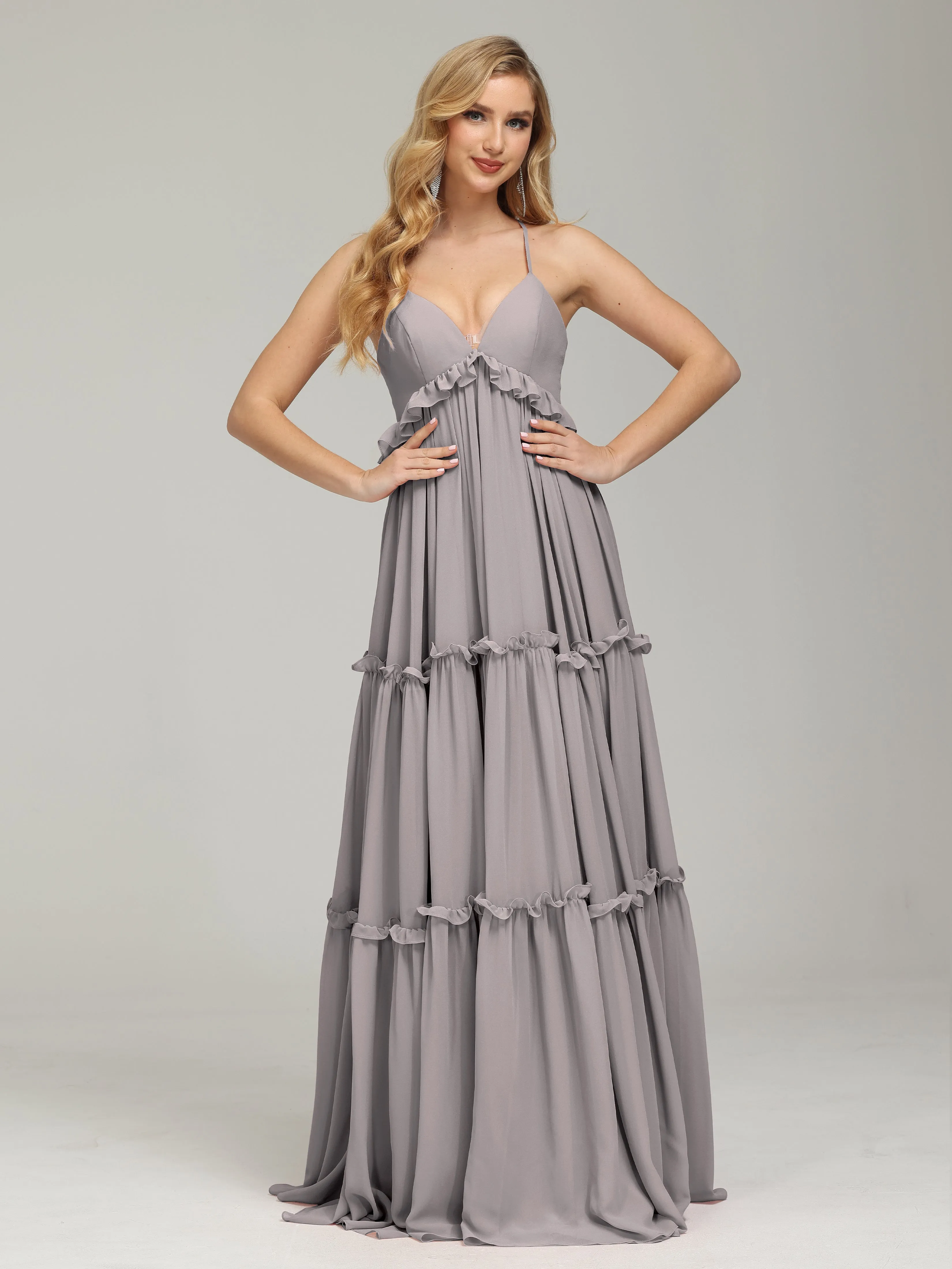 Amanda V-neck Empire Waist Prom Dress