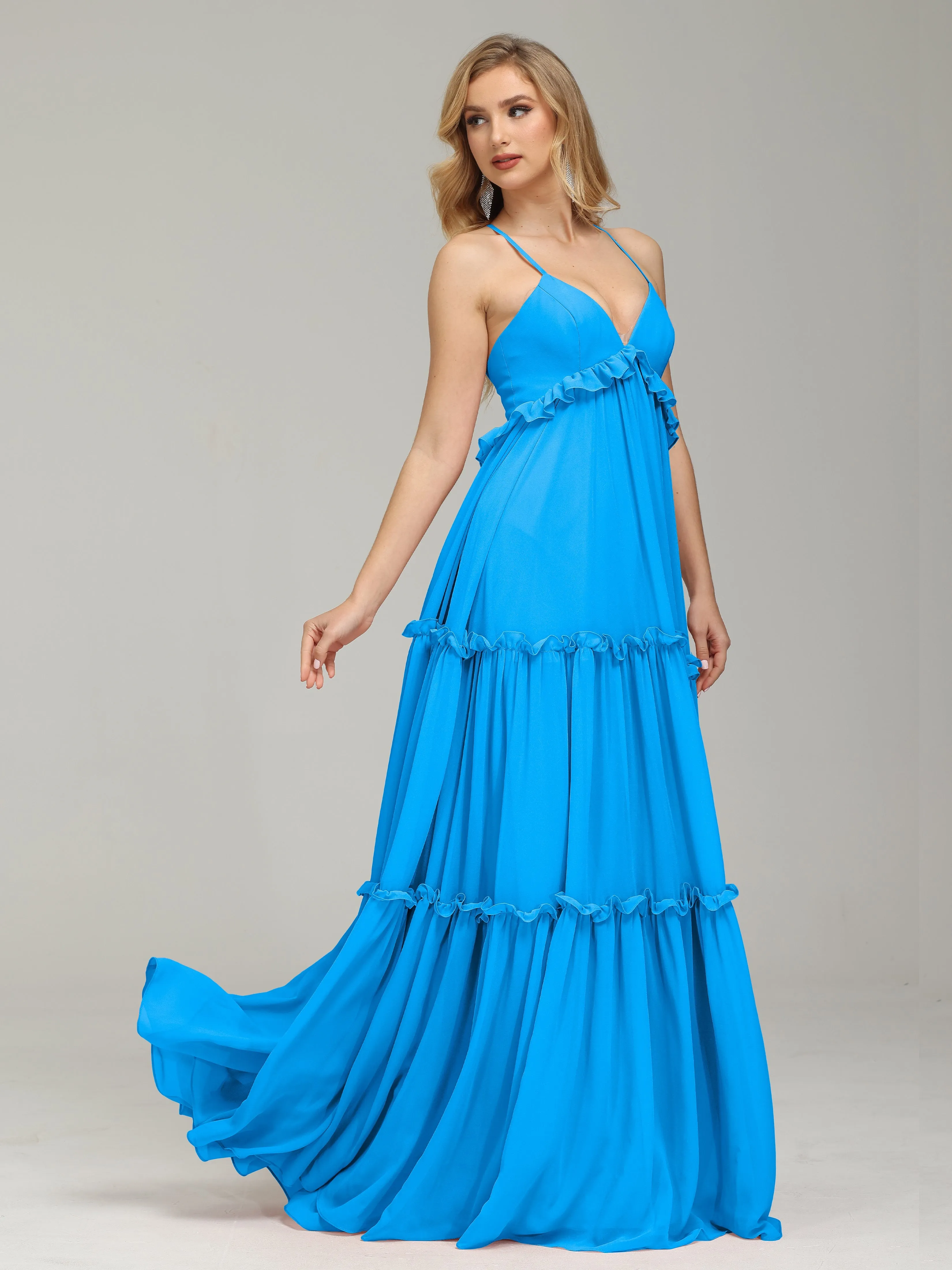 Amanda V-neck Empire Waist Prom Dress