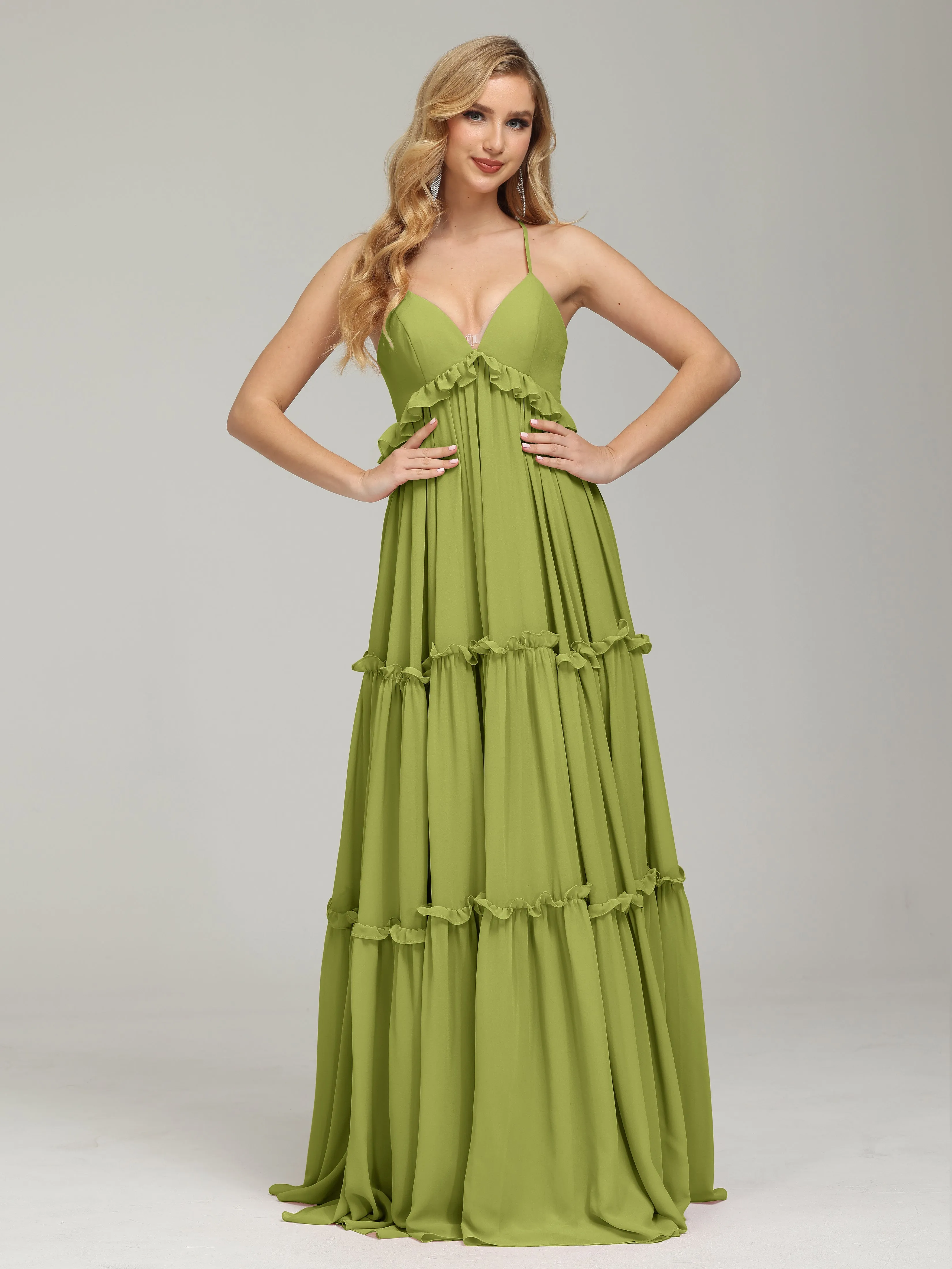 Amanda V-neck Empire Waist Prom Dress