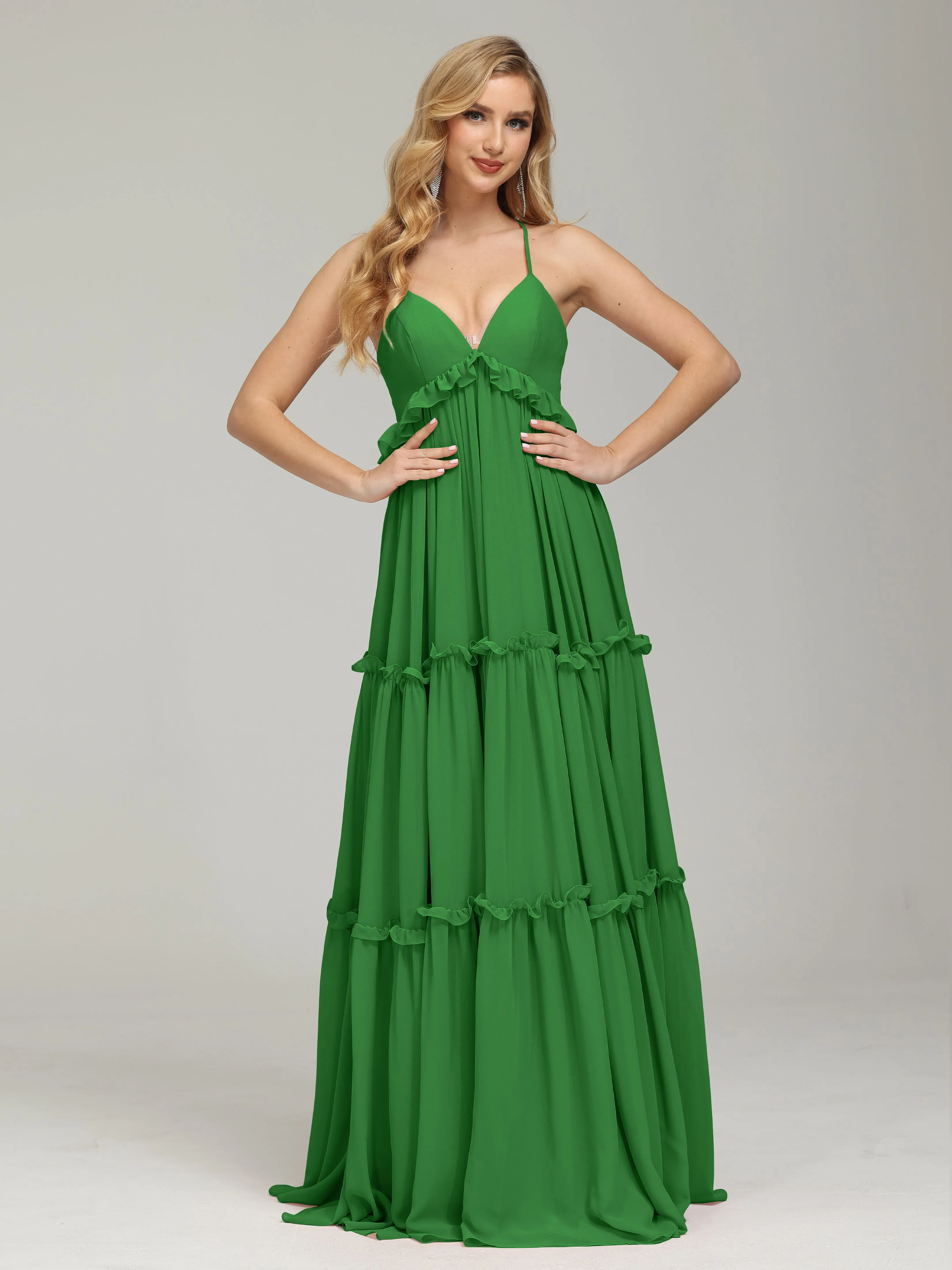 Amanda V-neck Empire Waist Prom Dress