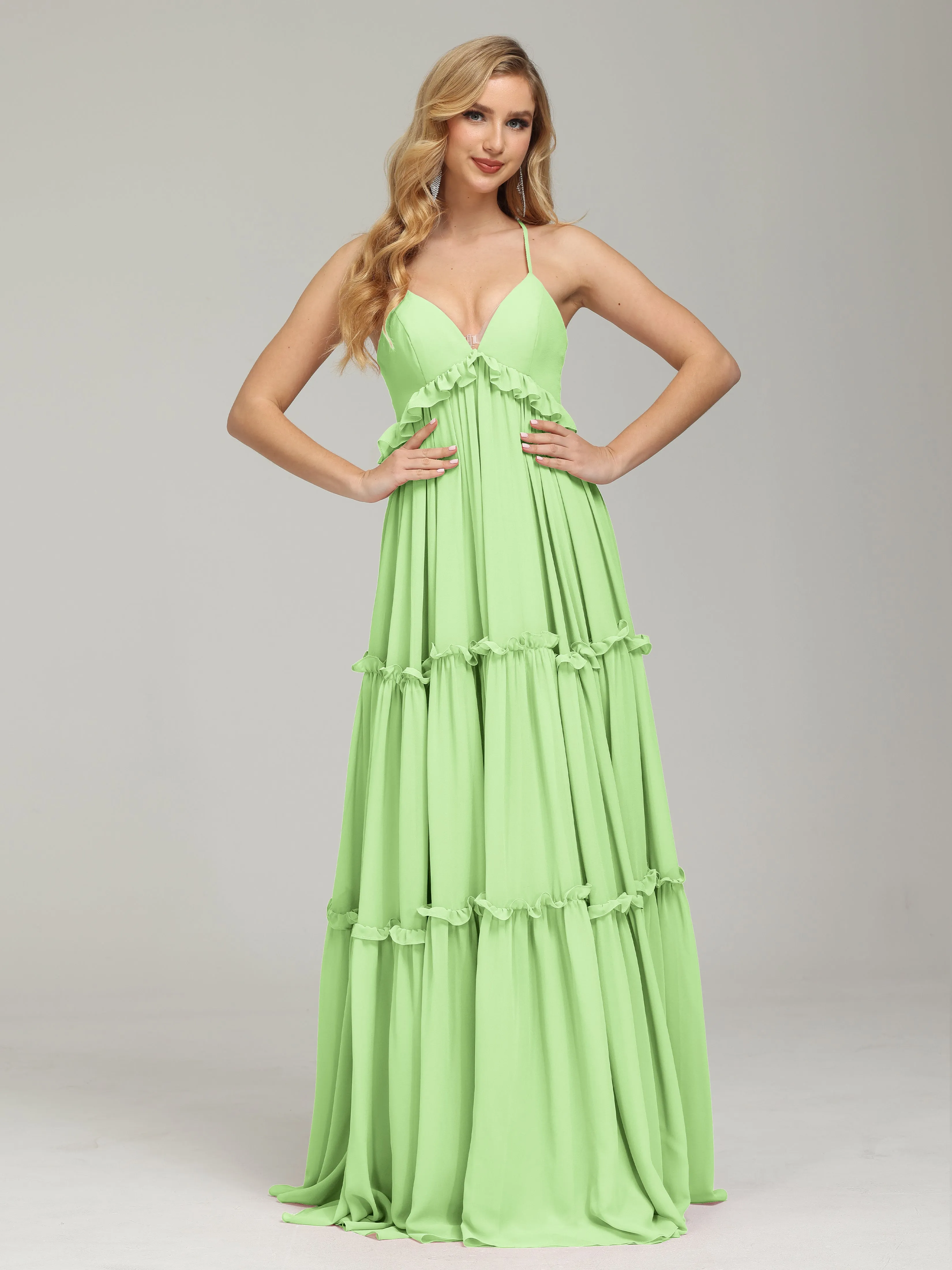 Amanda V-neck Empire Waist Prom Dress