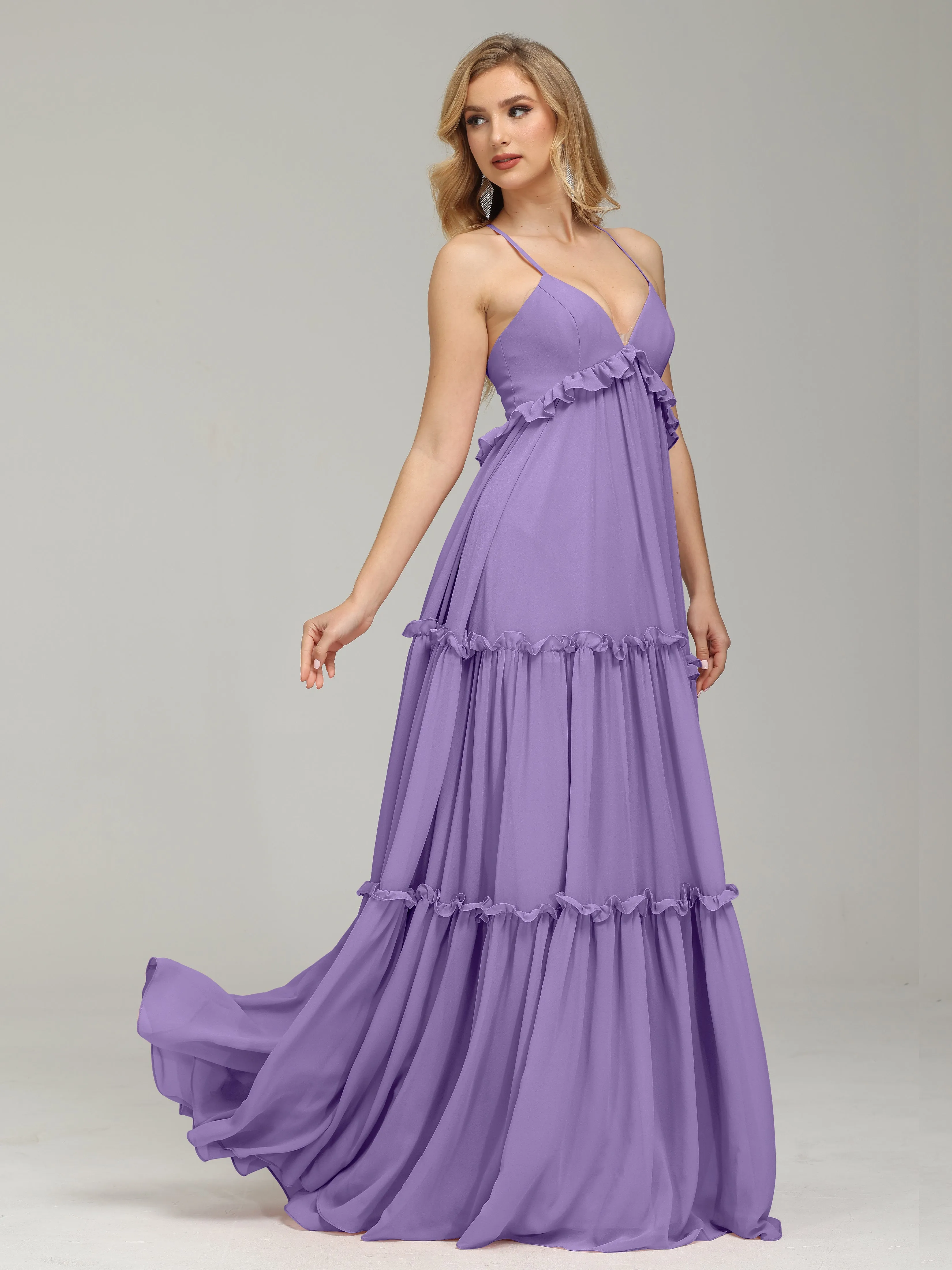 Amanda V-neck Empire Waist Prom Dress