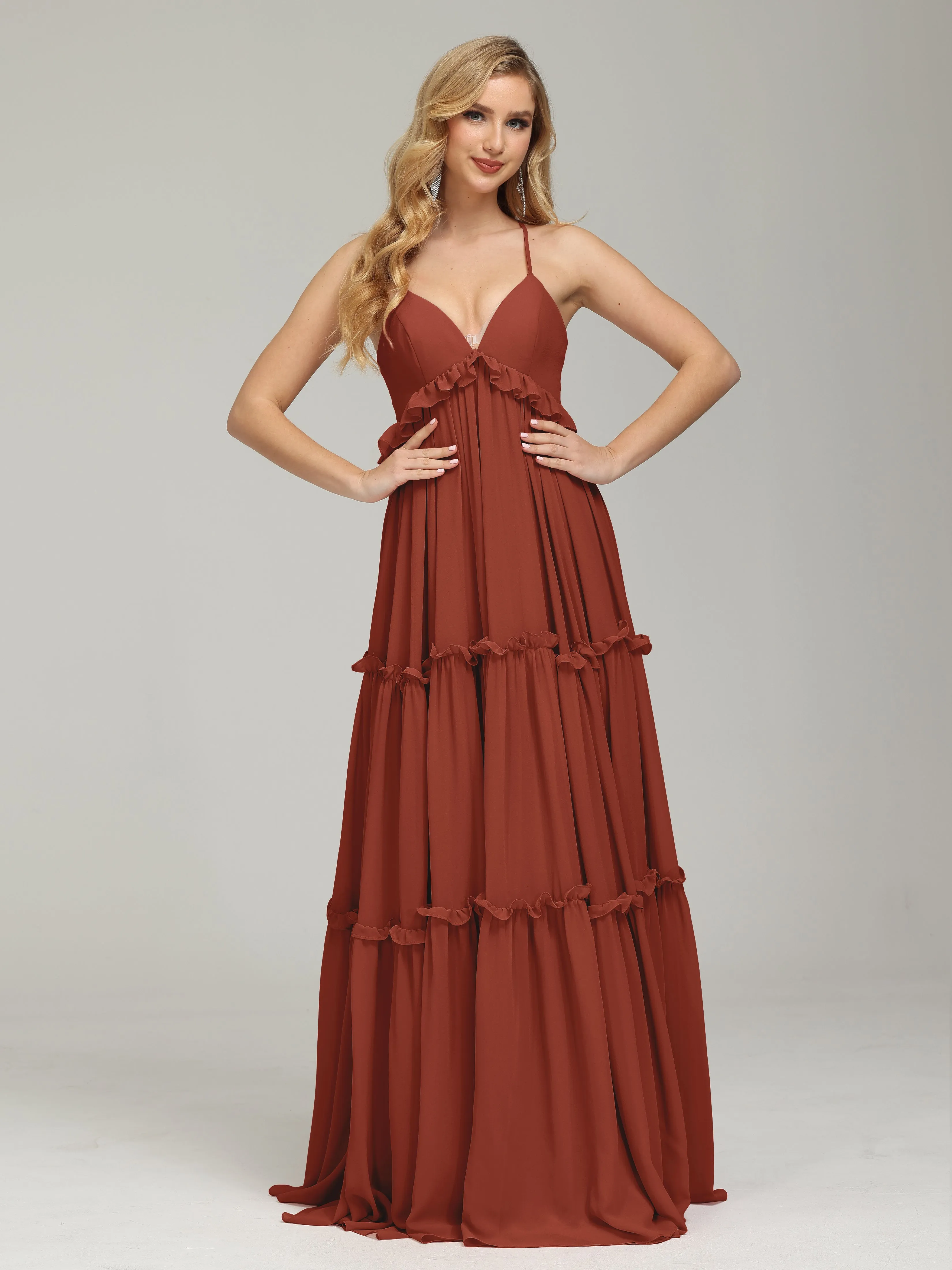 Amanda V-neck Empire Waist Prom Dress