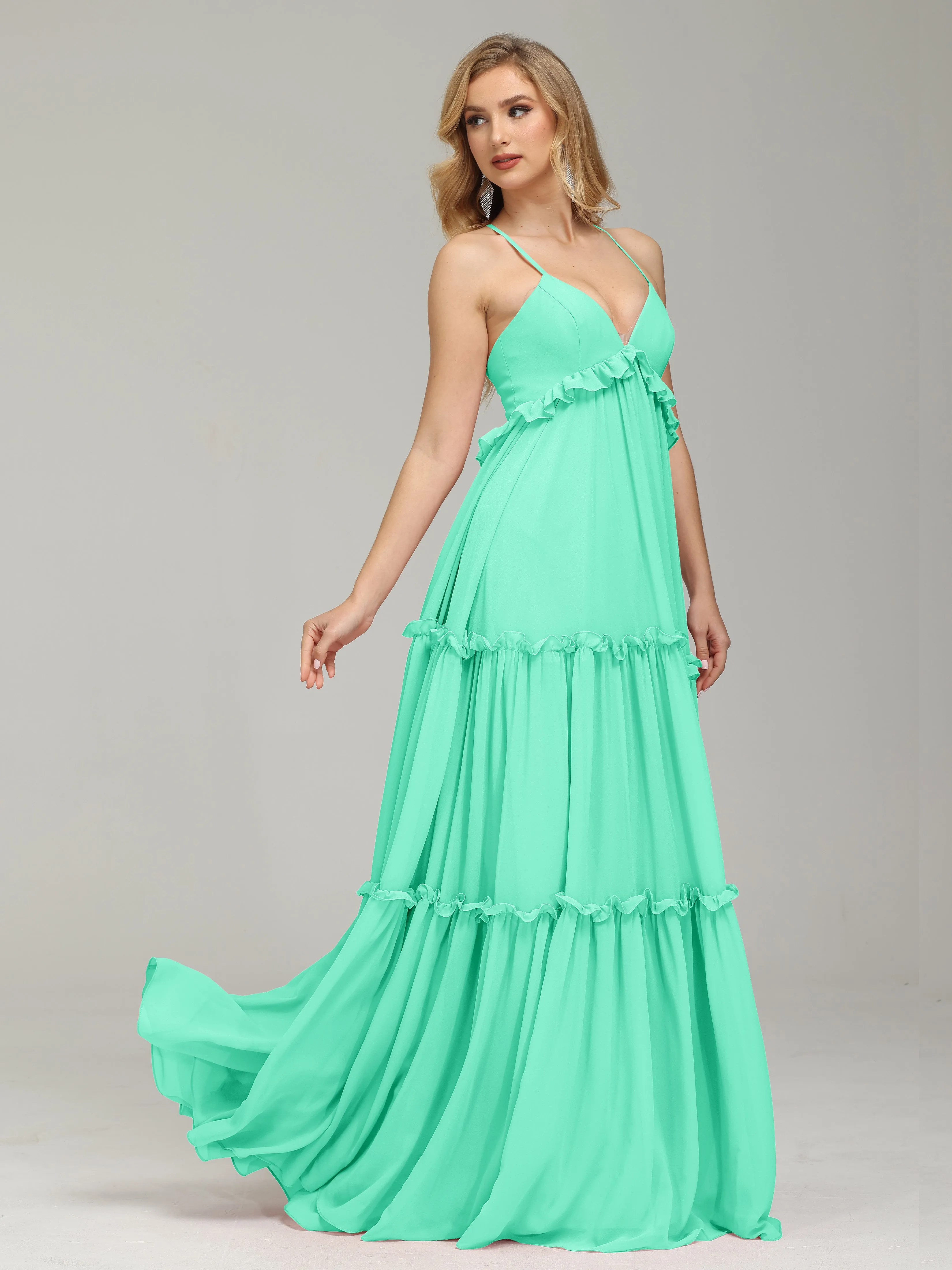 Amanda V-neck Empire Waist Prom Dress