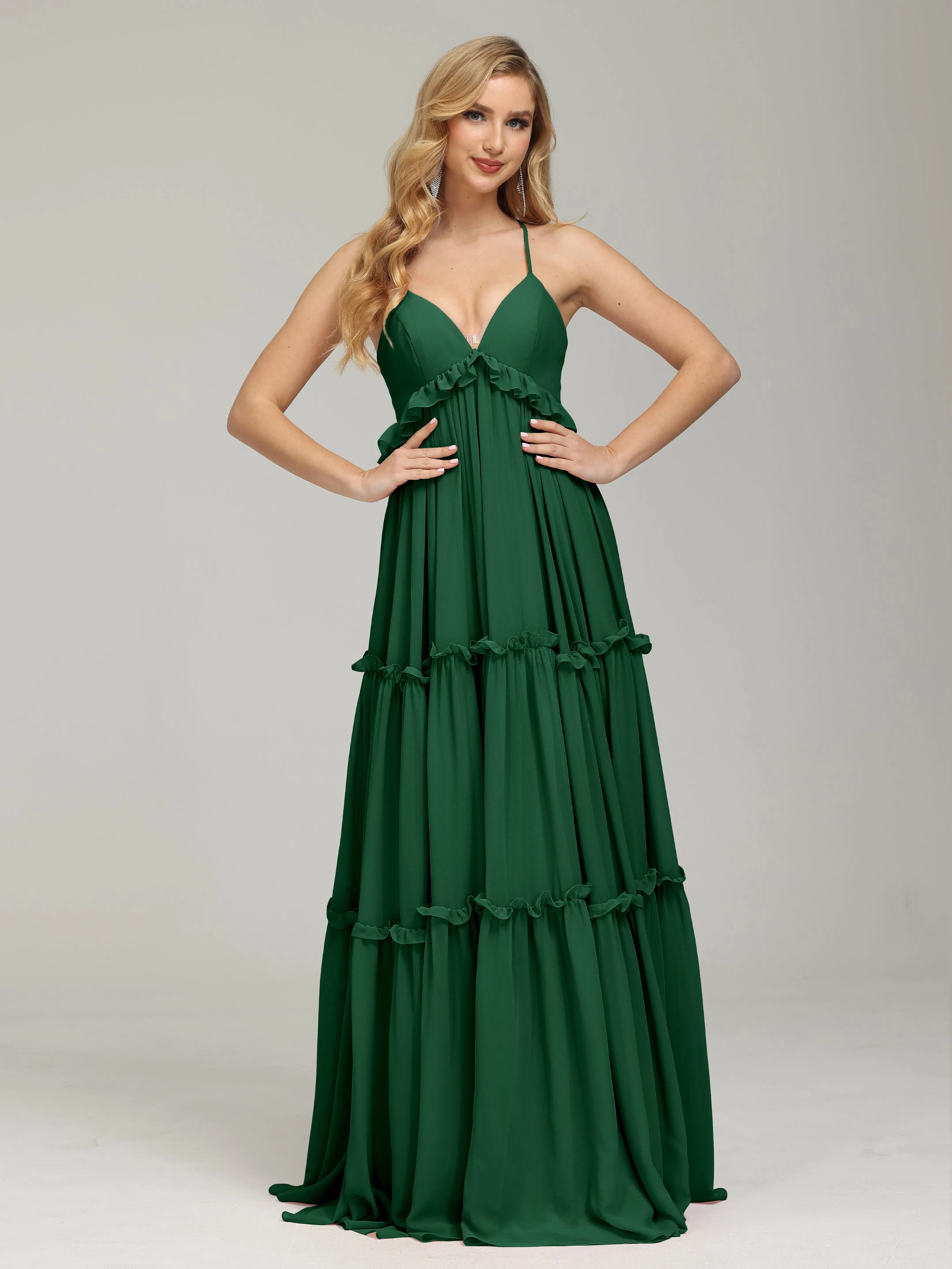 Amanda V-neck Empire Waist Prom Dress