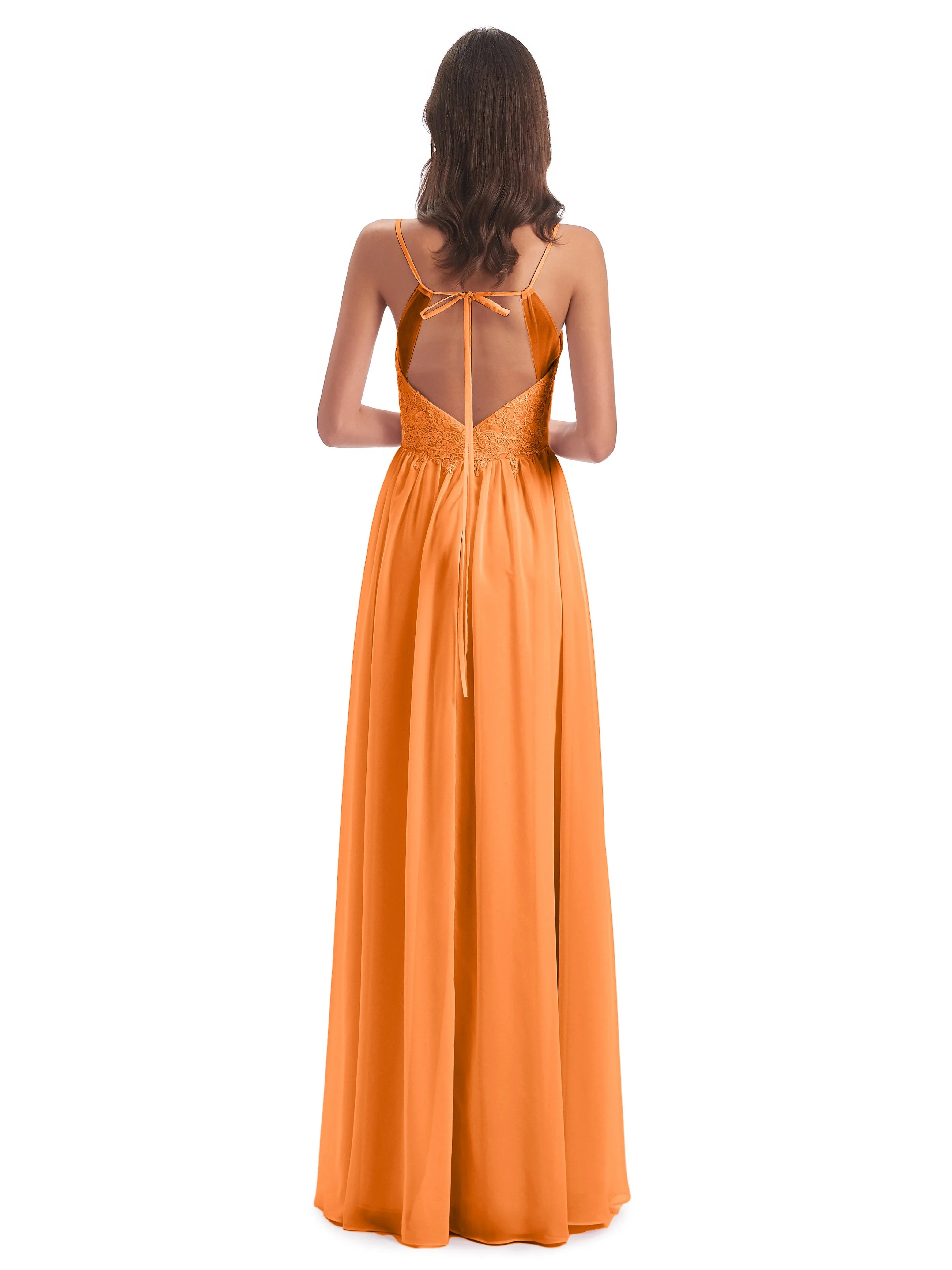 Amelia Pretty A-line Spaghetti Straps Long Bridesmaid Dresses