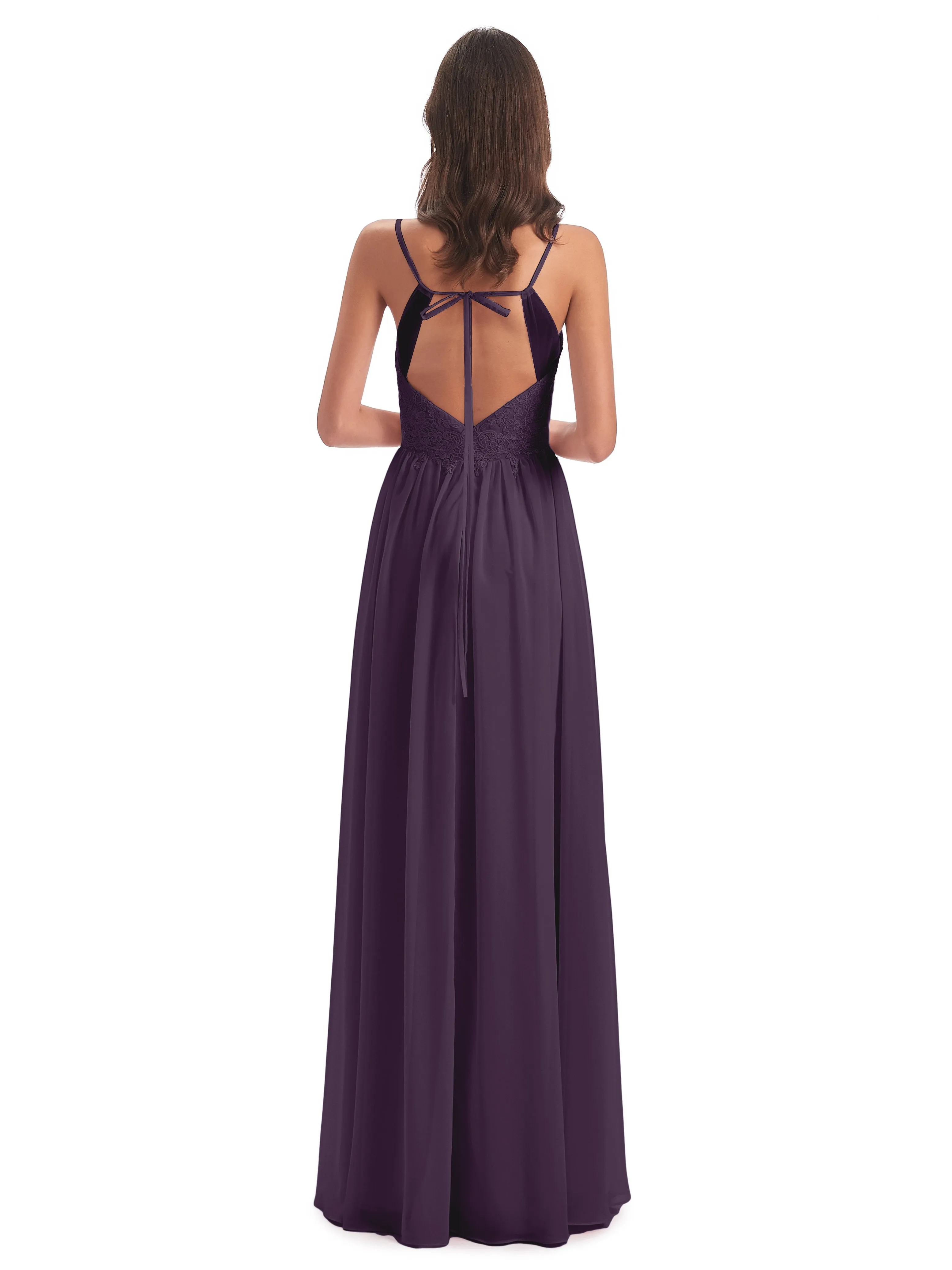 Amelia Pretty A-line Spaghetti Straps Long Bridesmaid Dresses