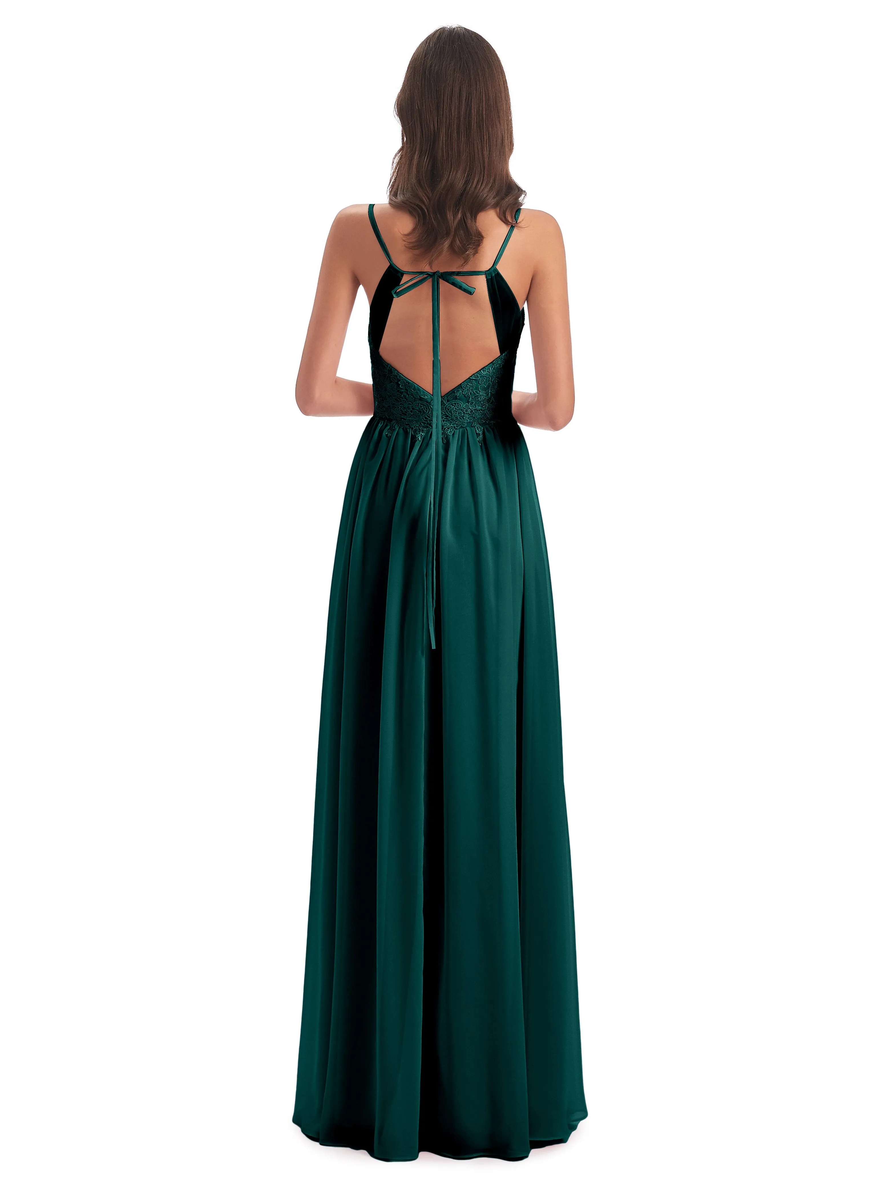 Amelia Pretty A-line Spaghetti Straps Long Bridesmaid Dresses