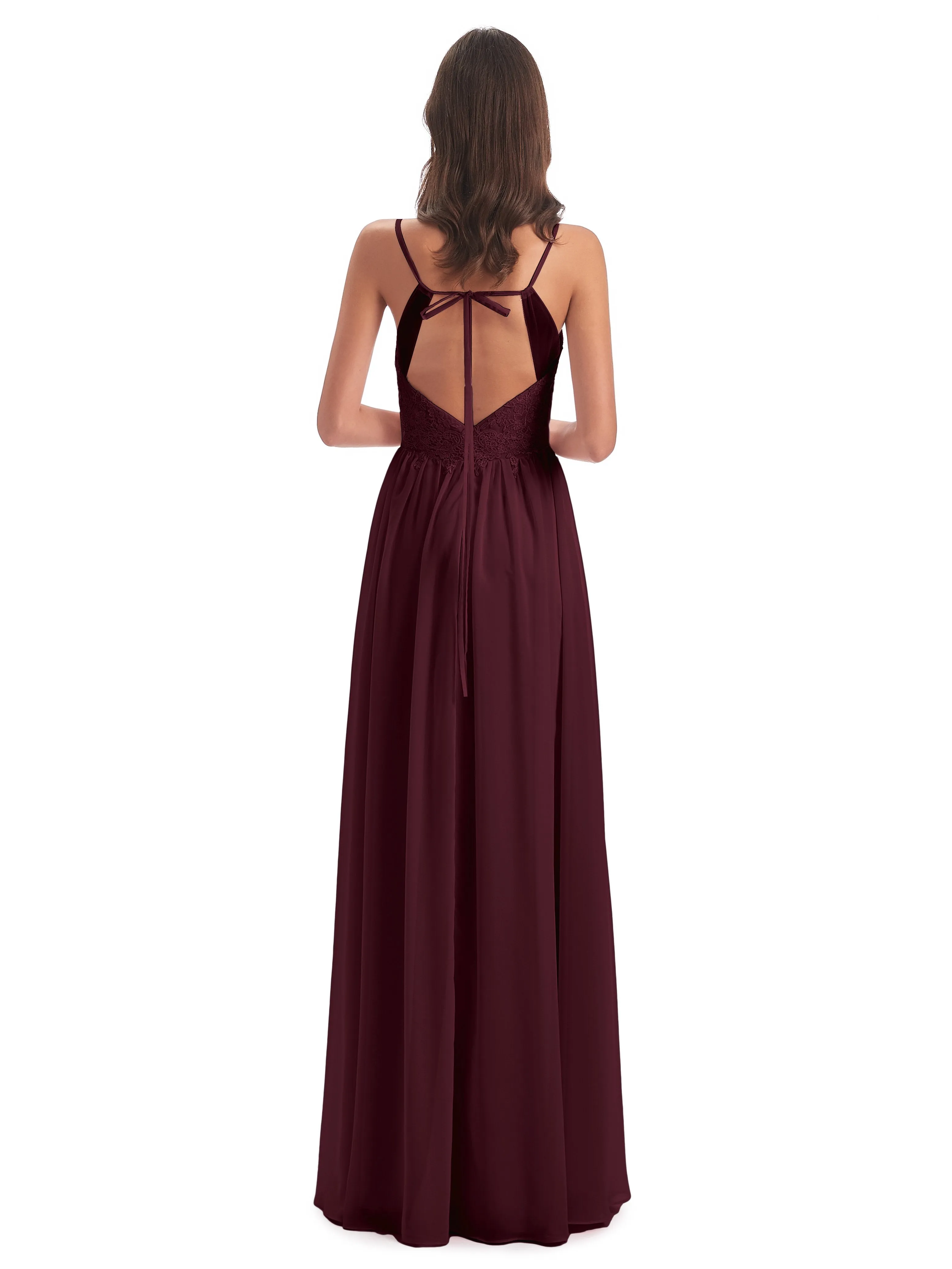 Amelia Pretty A-line Spaghetti Straps Long Bridesmaid Dresses