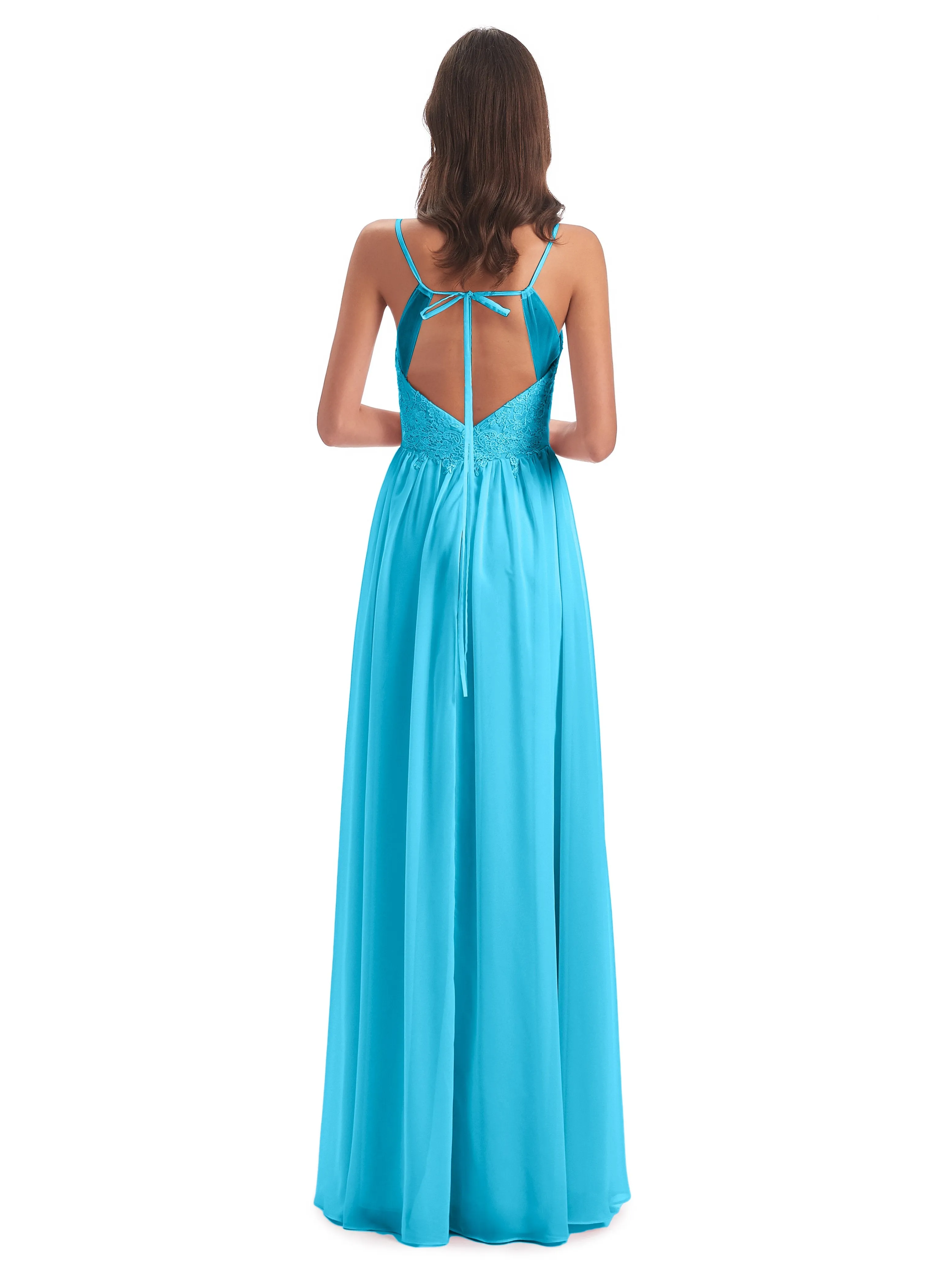 Amelia Pretty A-line Spaghetti Straps Long Bridesmaid Dresses