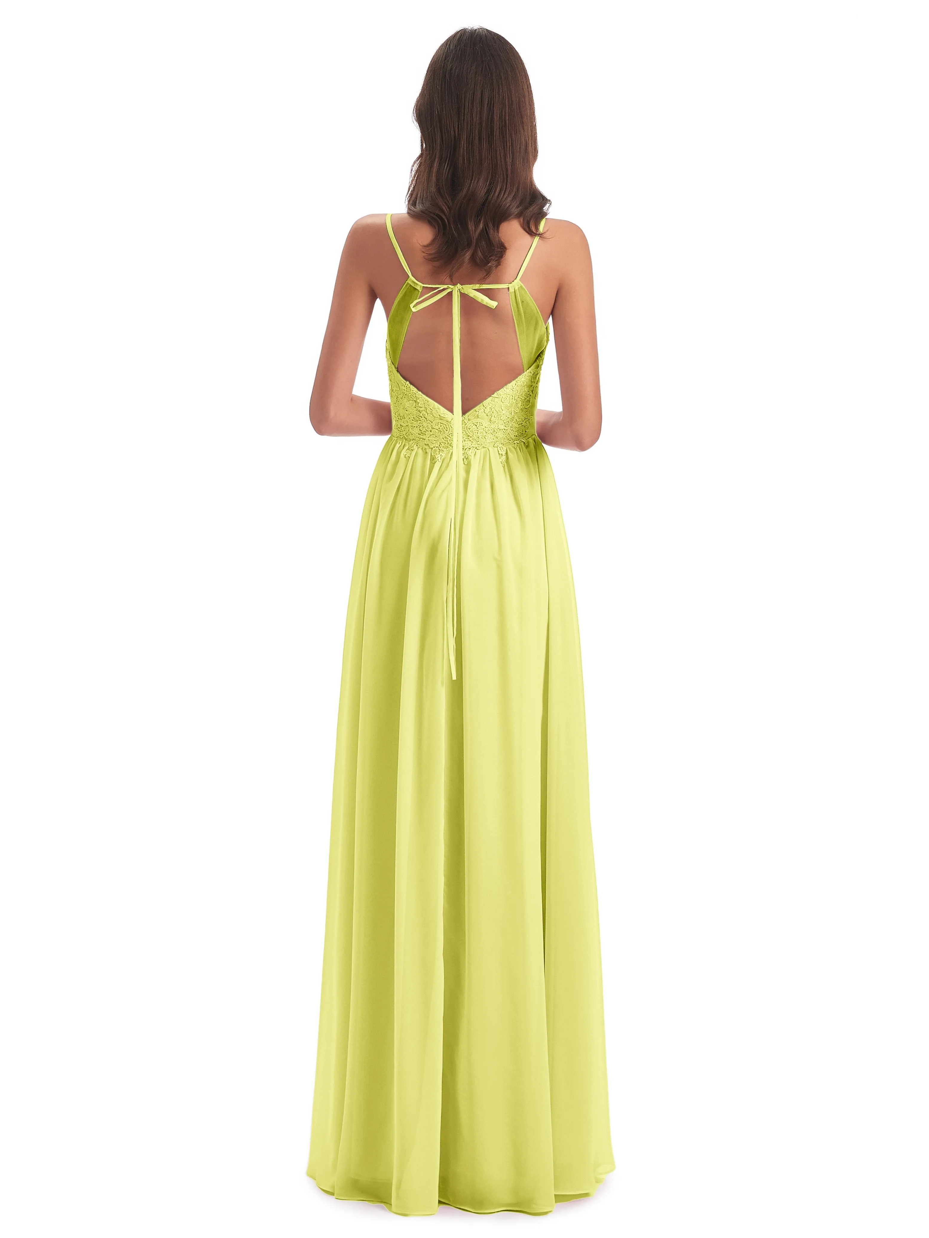 Amelia Pretty A-line Spaghetti Straps Long Bridesmaid Dresses