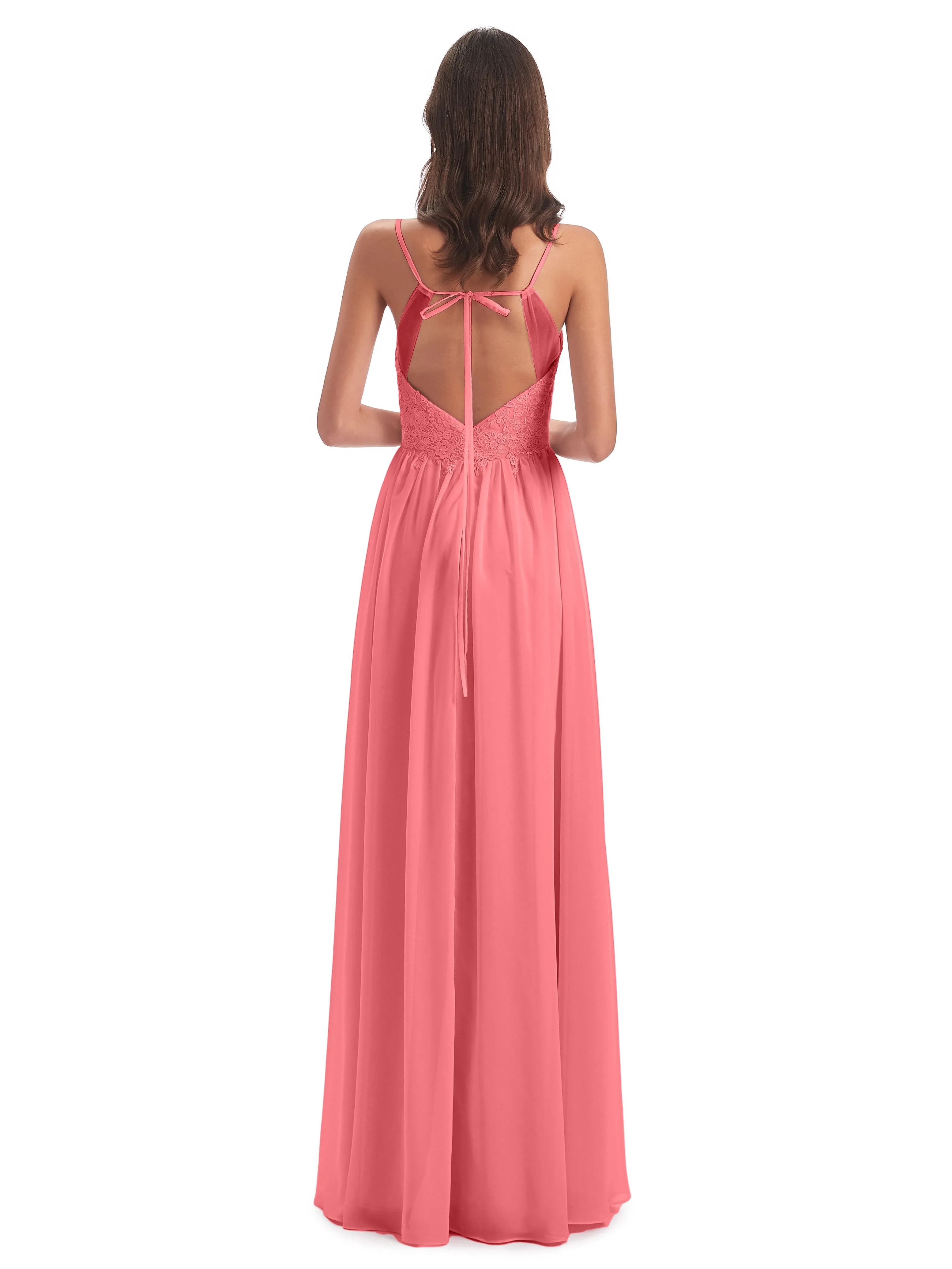 Amelia Pretty A-line Spaghetti Straps Long Bridesmaid Dresses