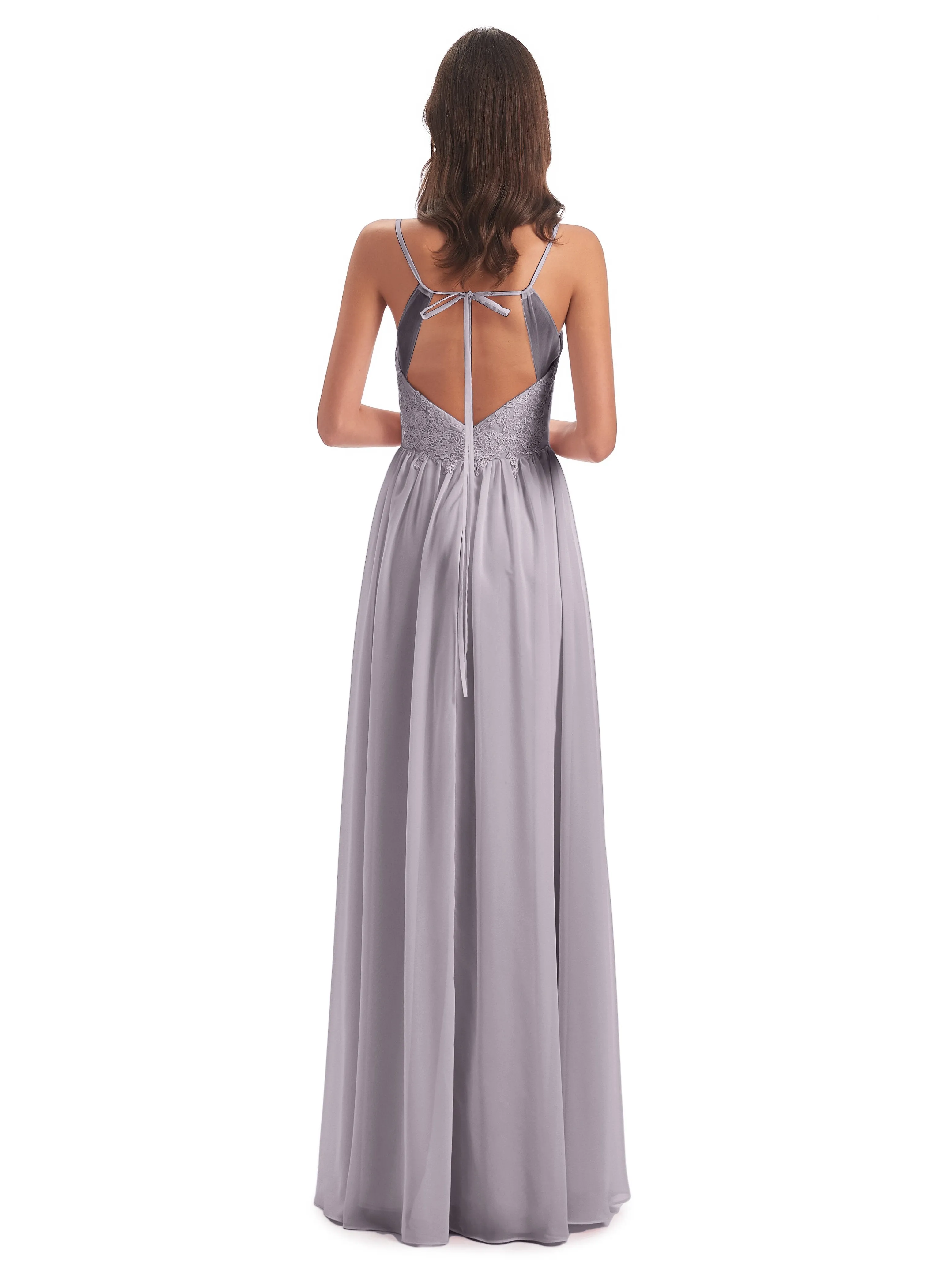 Amelia Pretty A-line Spaghetti Straps Long Bridesmaid Dresses