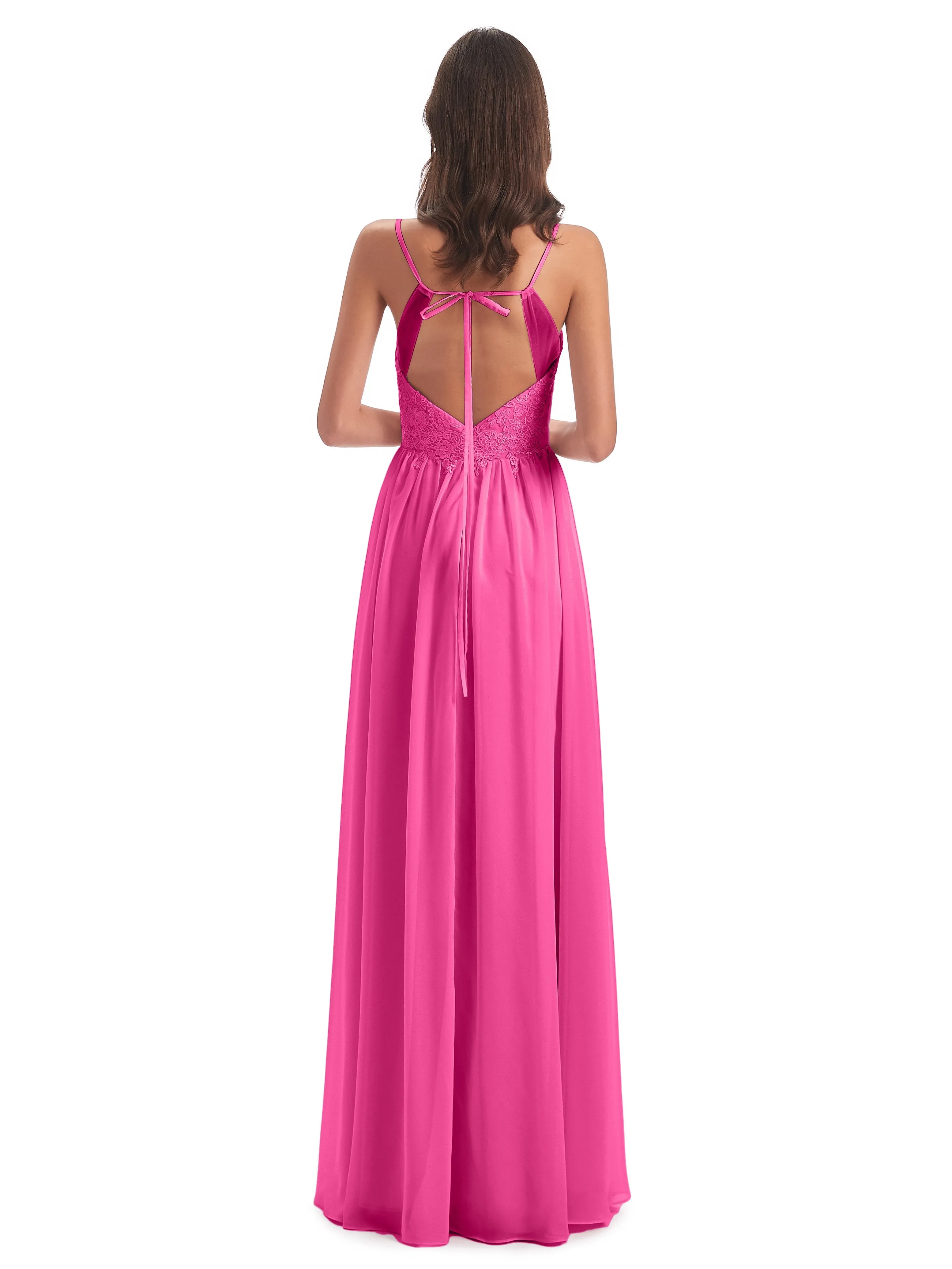 Amelia Pretty A-line Spaghetti Straps Long Bridesmaid Dresses