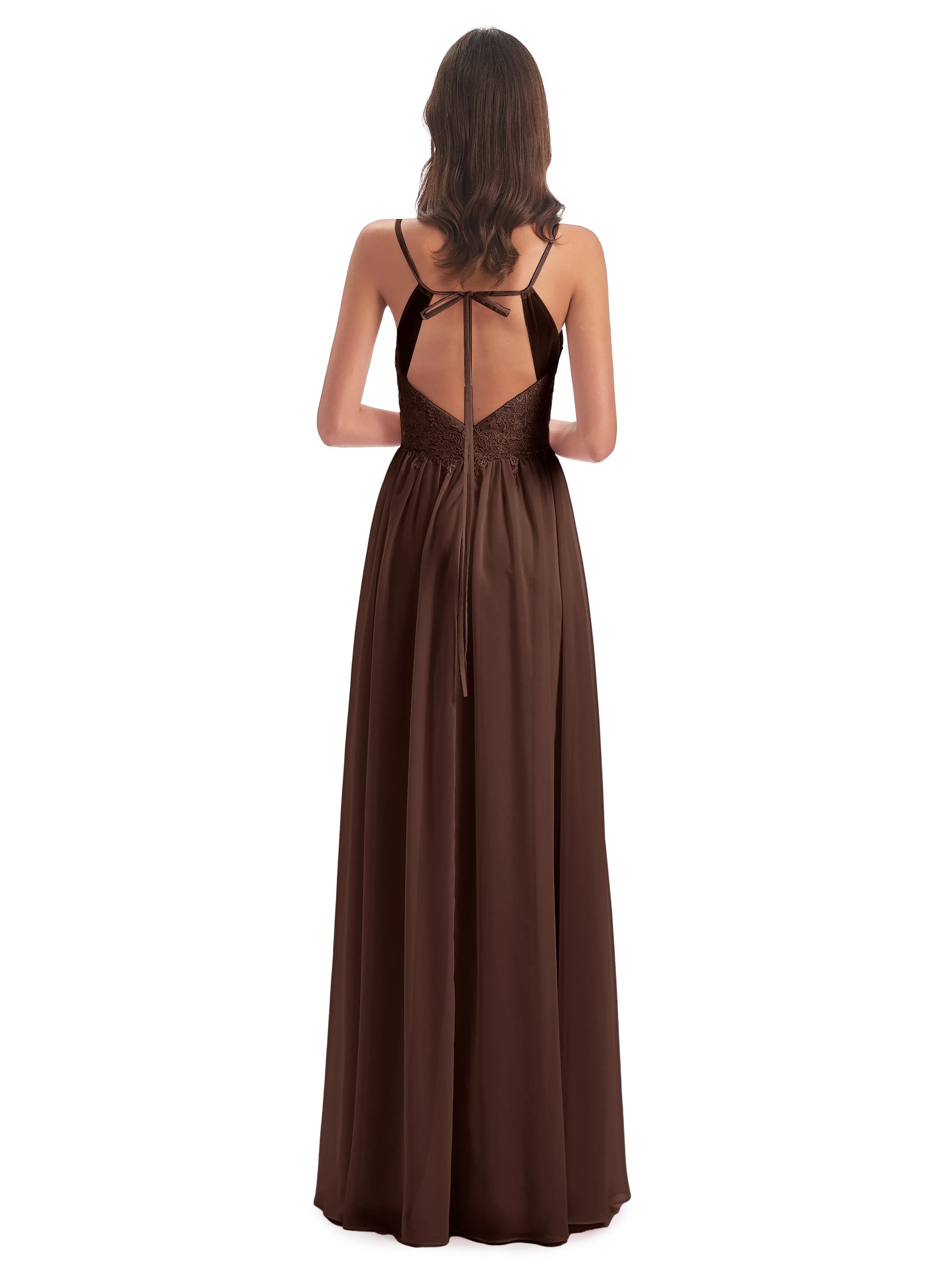 Amelia Pretty A-line Spaghetti Straps Long Bridesmaid Dresses