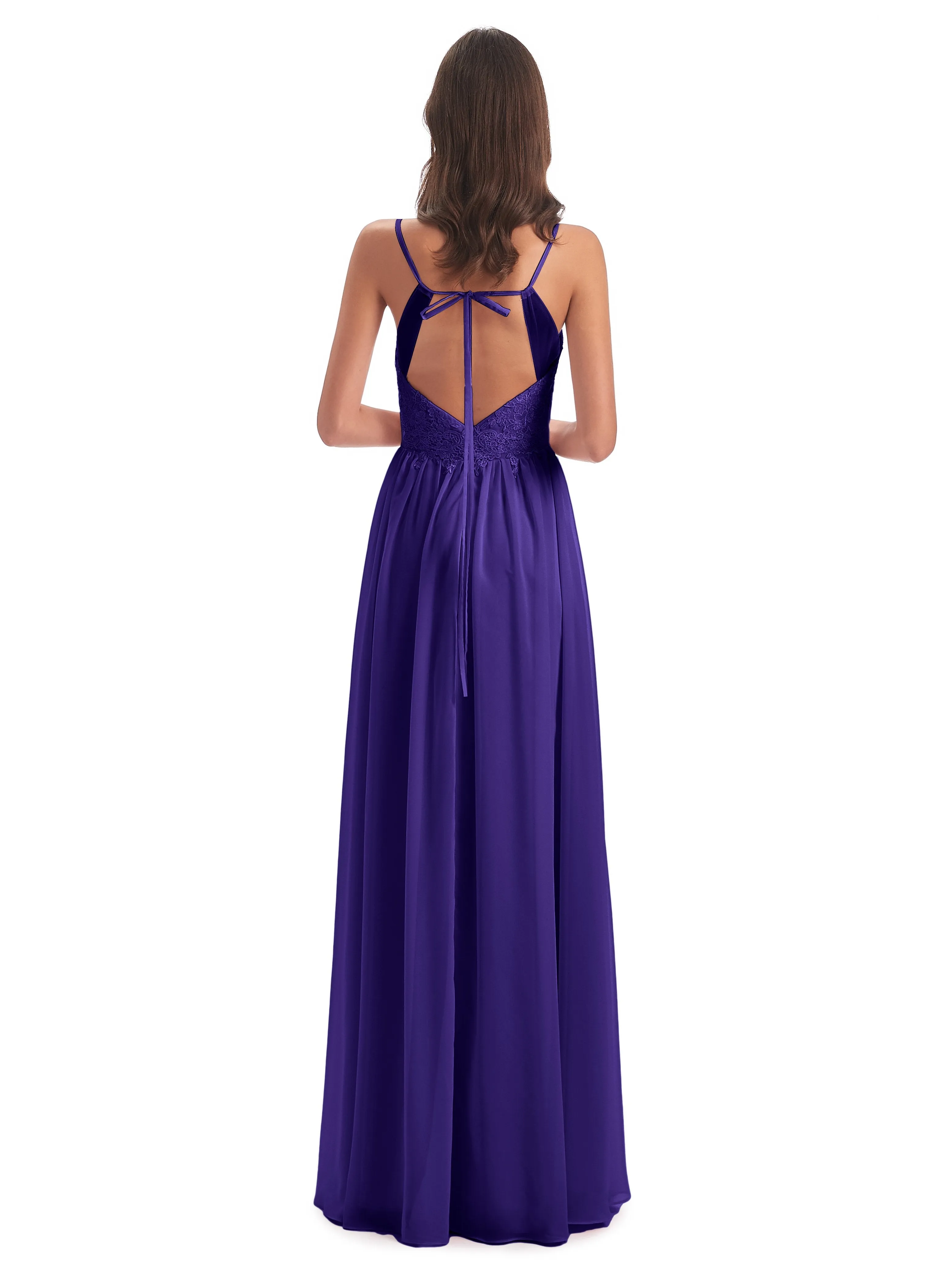 Amelia Pretty A-line Spaghetti Straps Long Bridesmaid Dresses