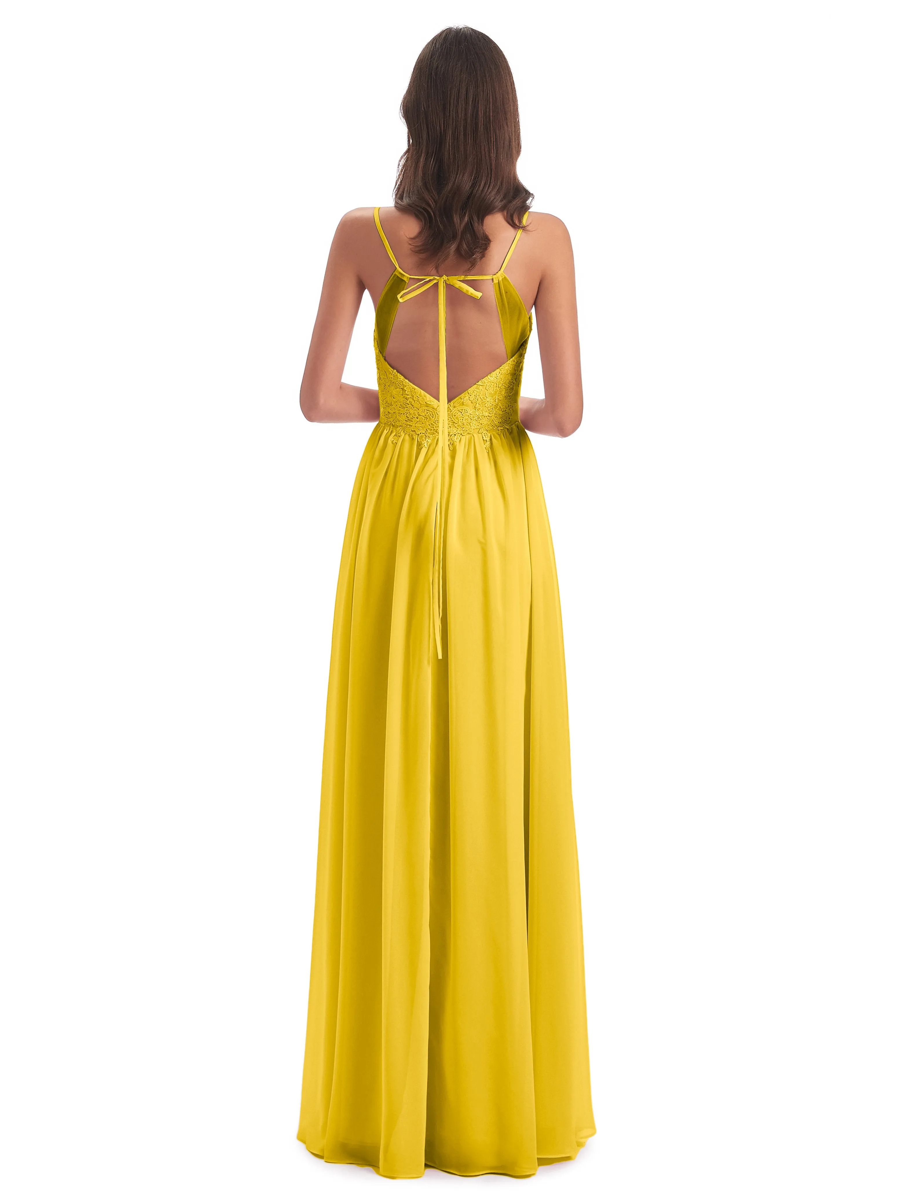 Amelia Pretty A-line Spaghetti Straps Long Bridesmaid Dresses