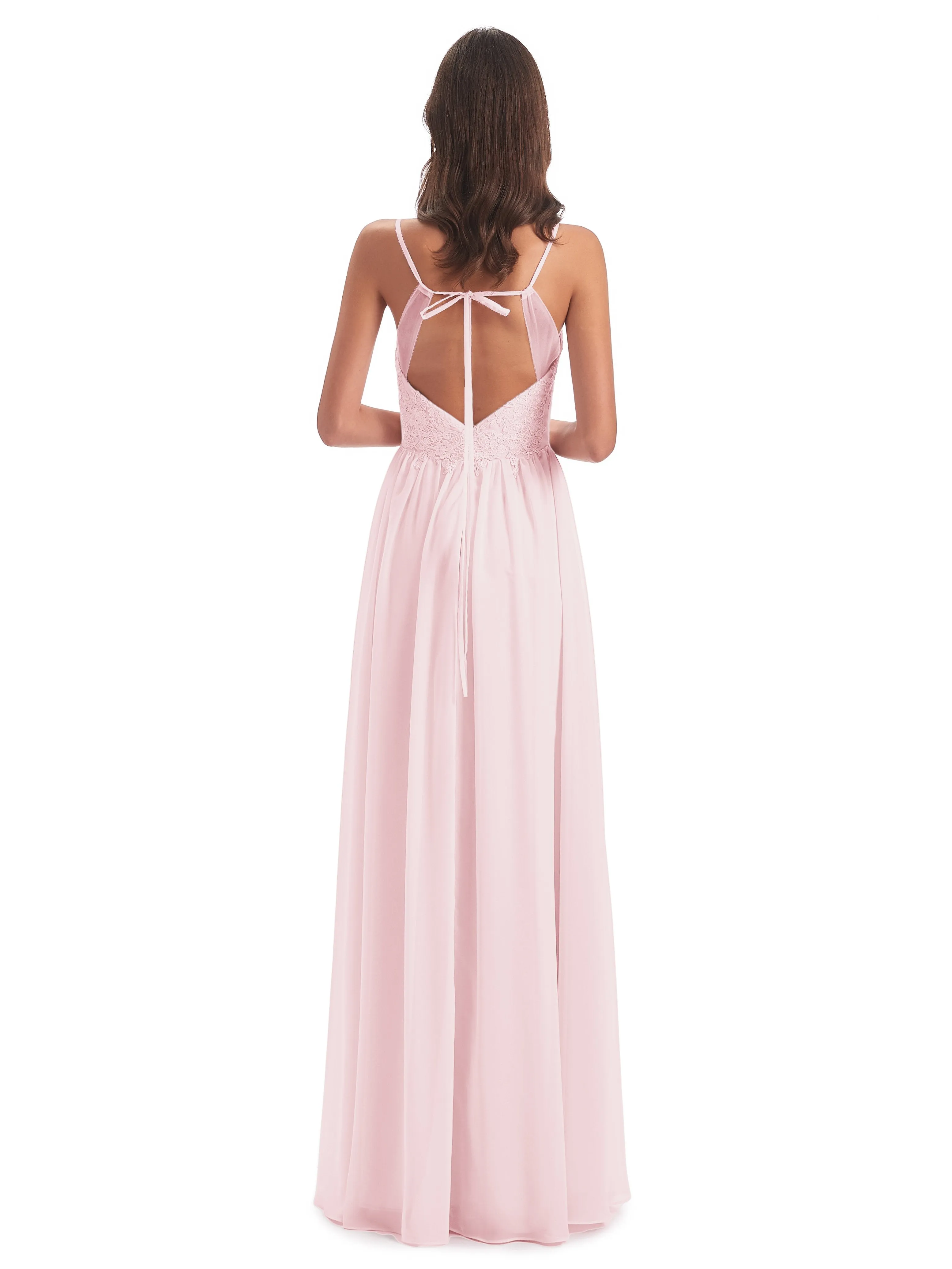 Amelia Pretty A-line Spaghetti Straps Long Bridesmaid Dresses