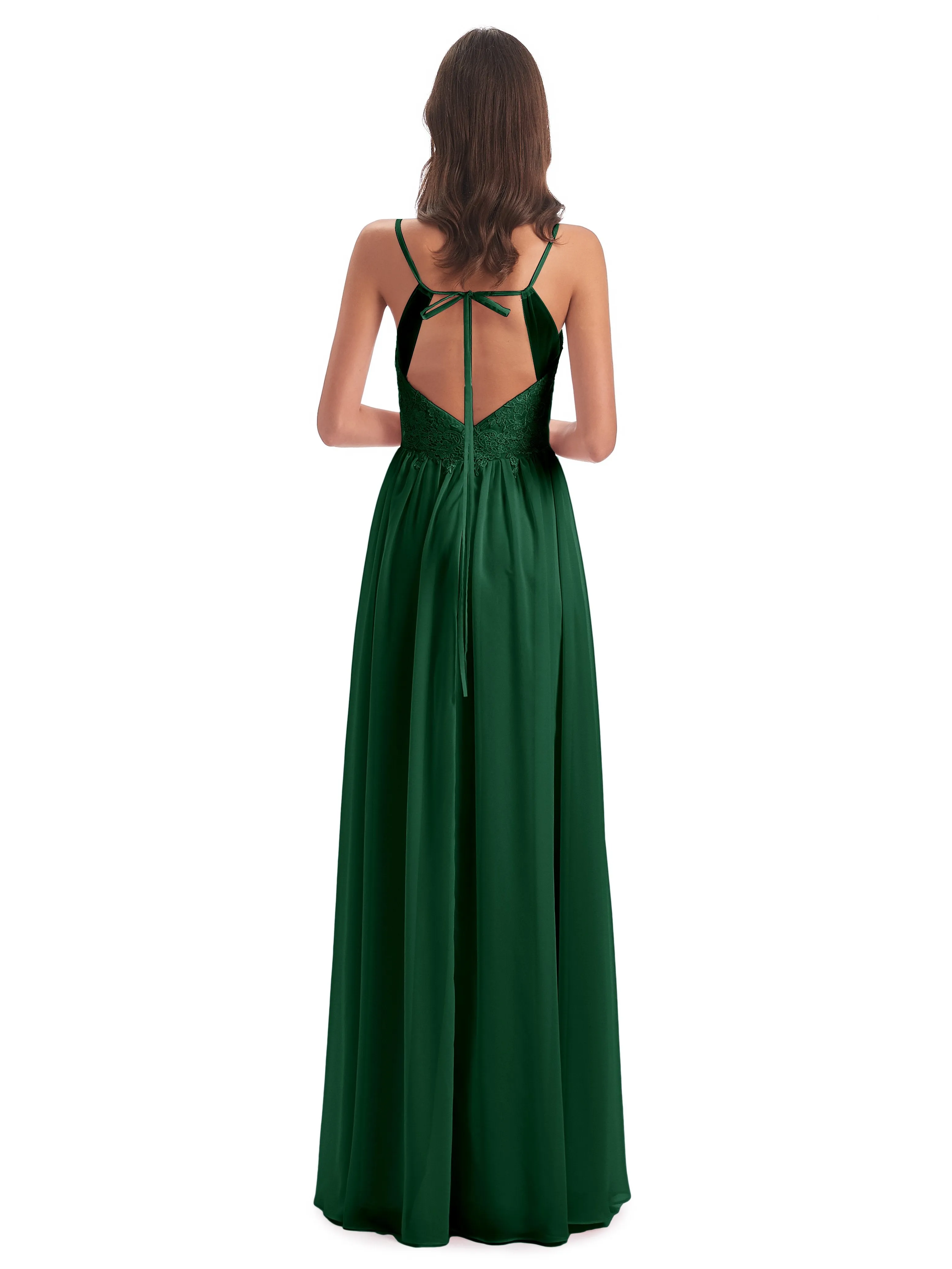 Amelia Pretty A-line Spaghetti Straps Long Bridesmaid Dresses