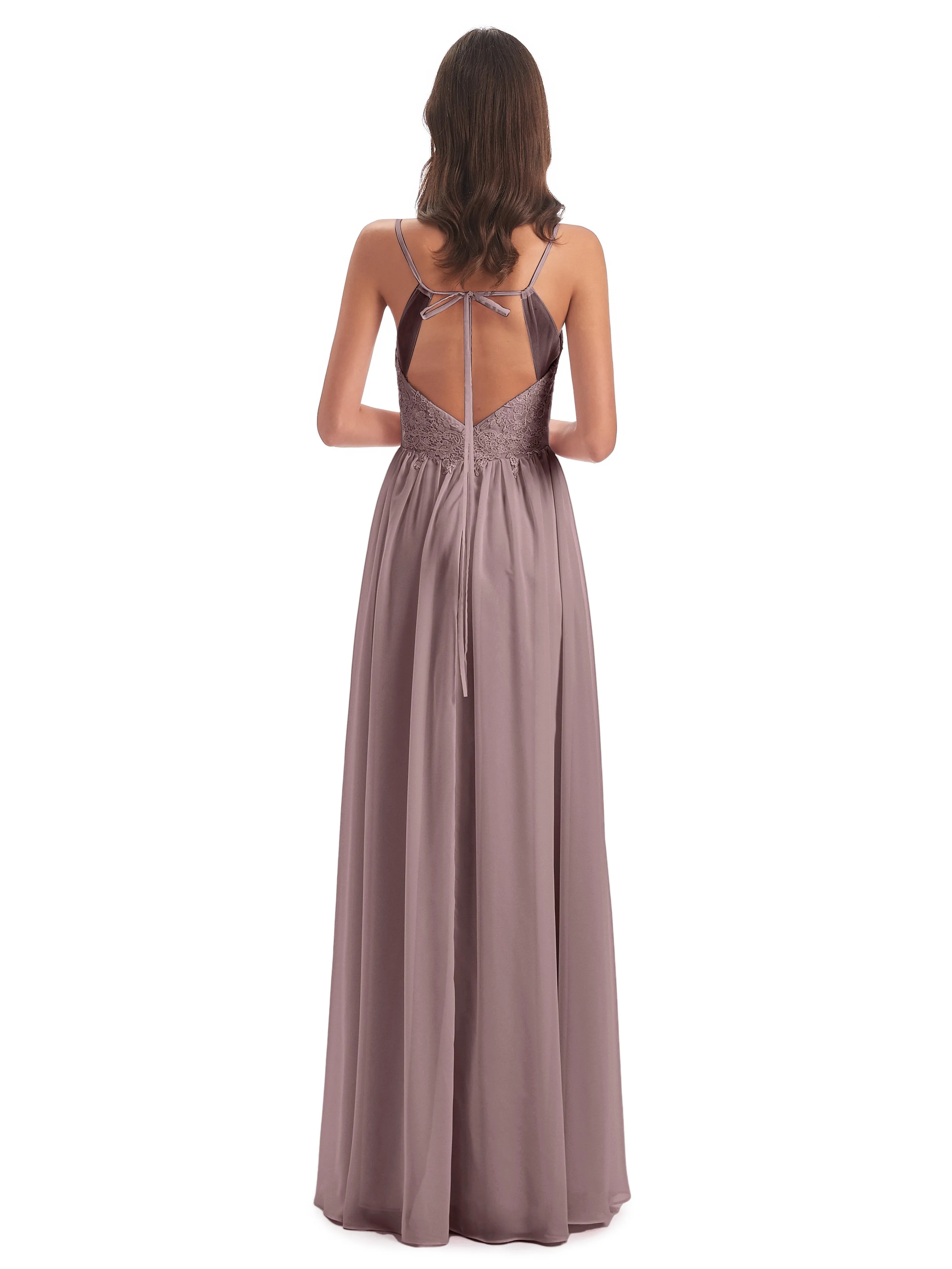 Amelia Pretty A-line Spaghetti Straps Long Bridesmaid Dresses