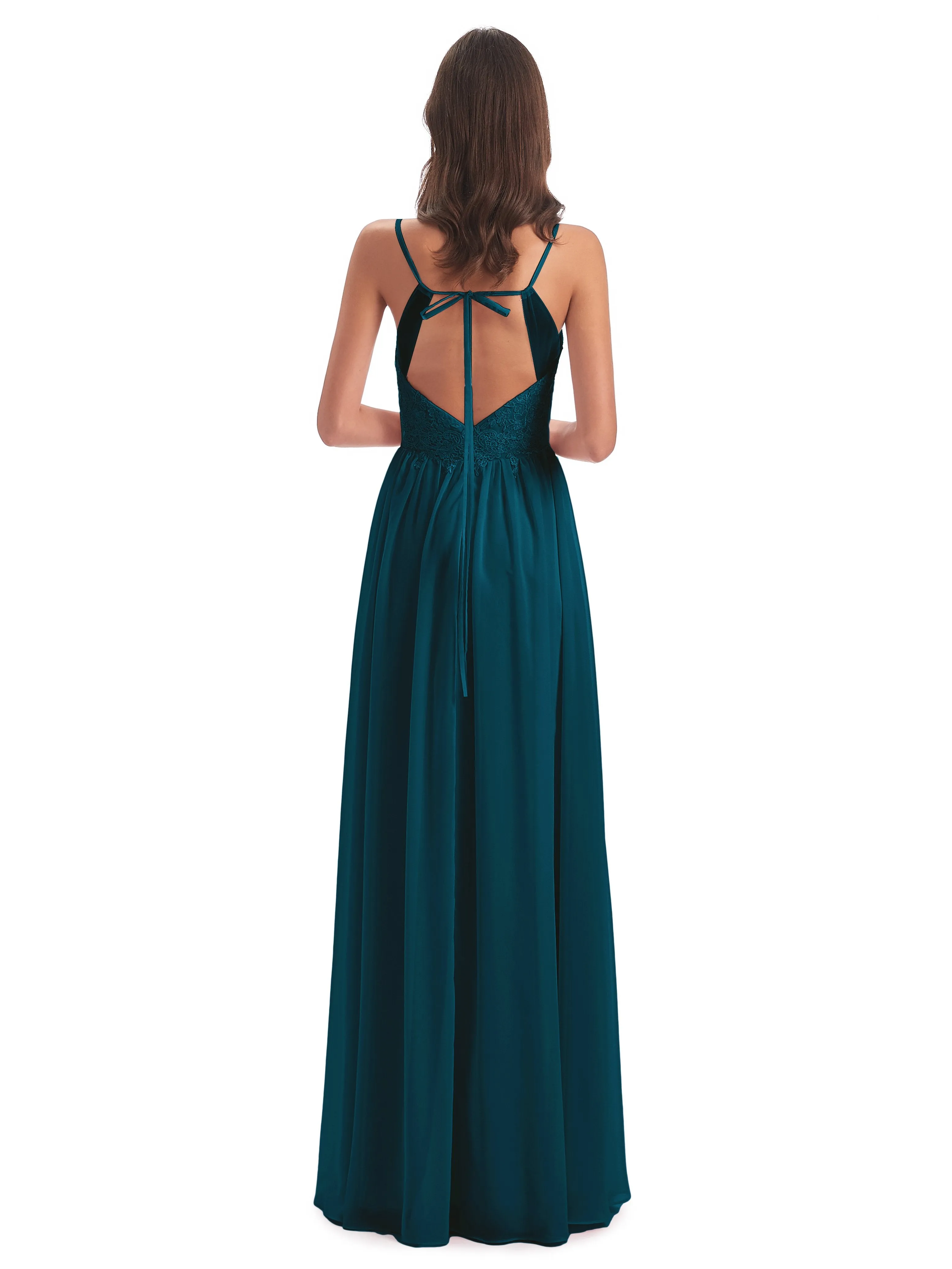 Amelia Pretty A-line Spaghetti Straps Long Bridesmaid Dresses