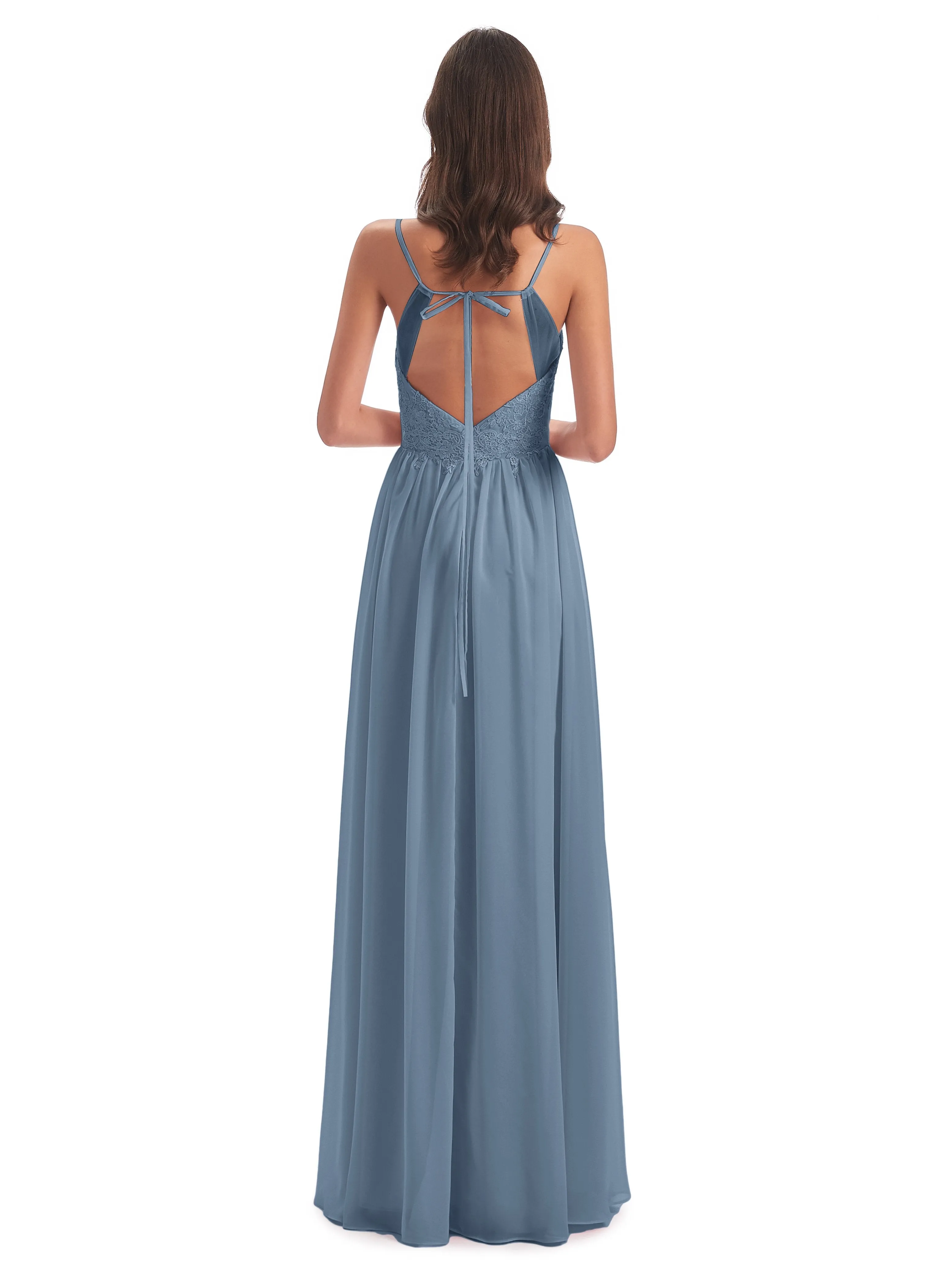 Amelia Pretty A-line Spaghetti Straps Long Bridesmaid Dresses