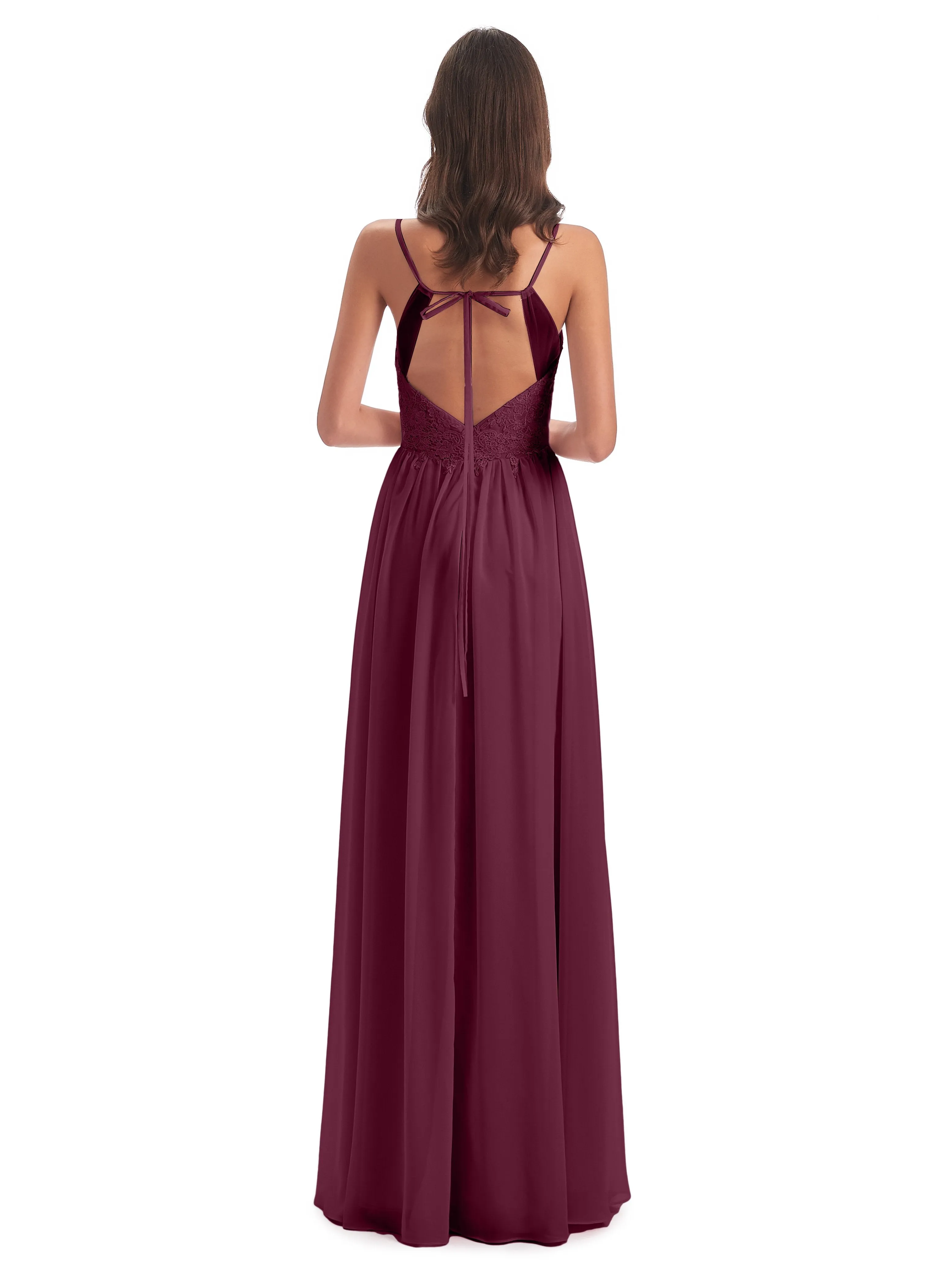 Amelia Pretty A-line Spaghetti Straps Long Bridesmaid Dresses