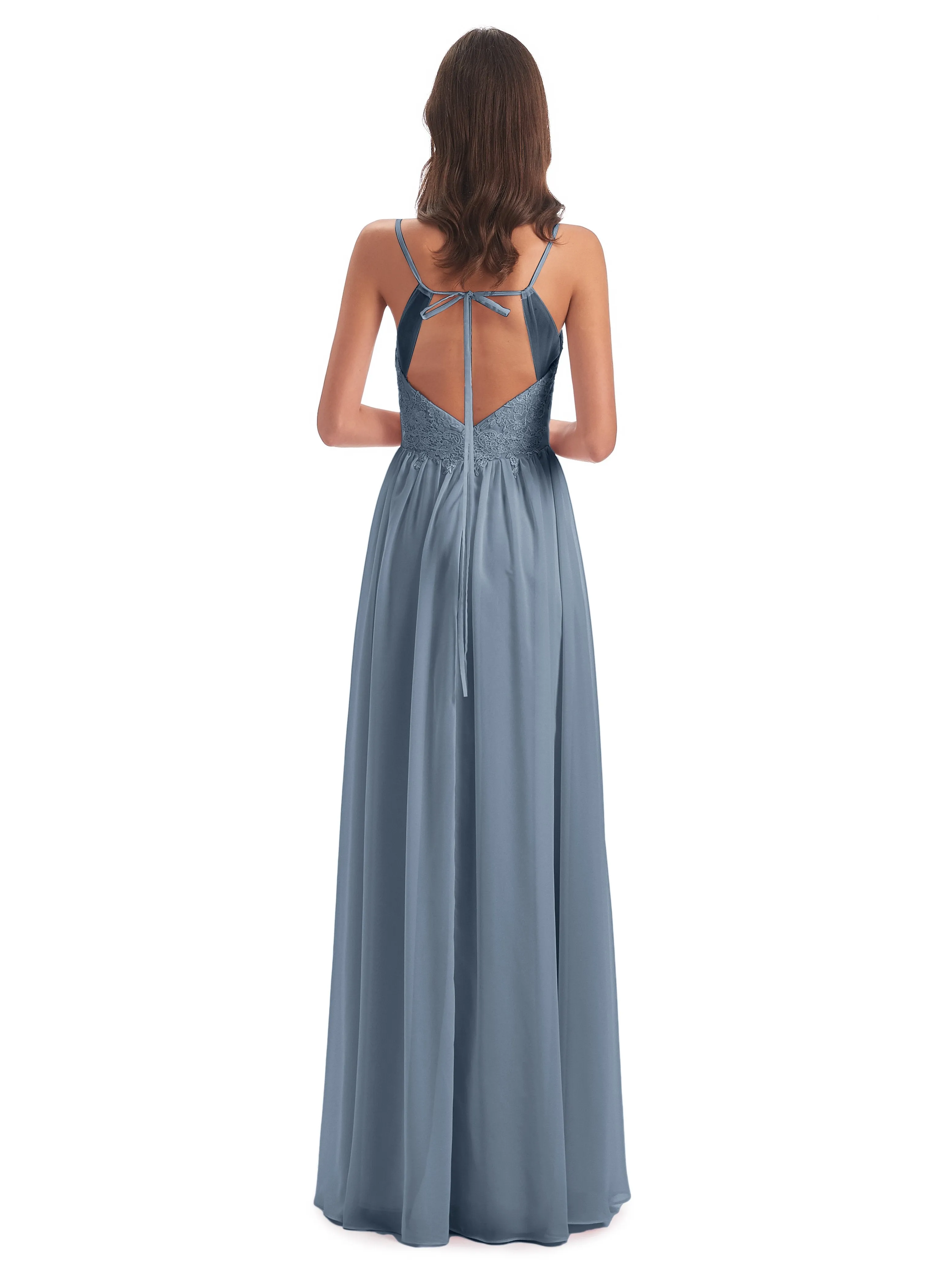 Amelia Pretty A-line Spaghetti Straps Long Bridesmaid Dresses