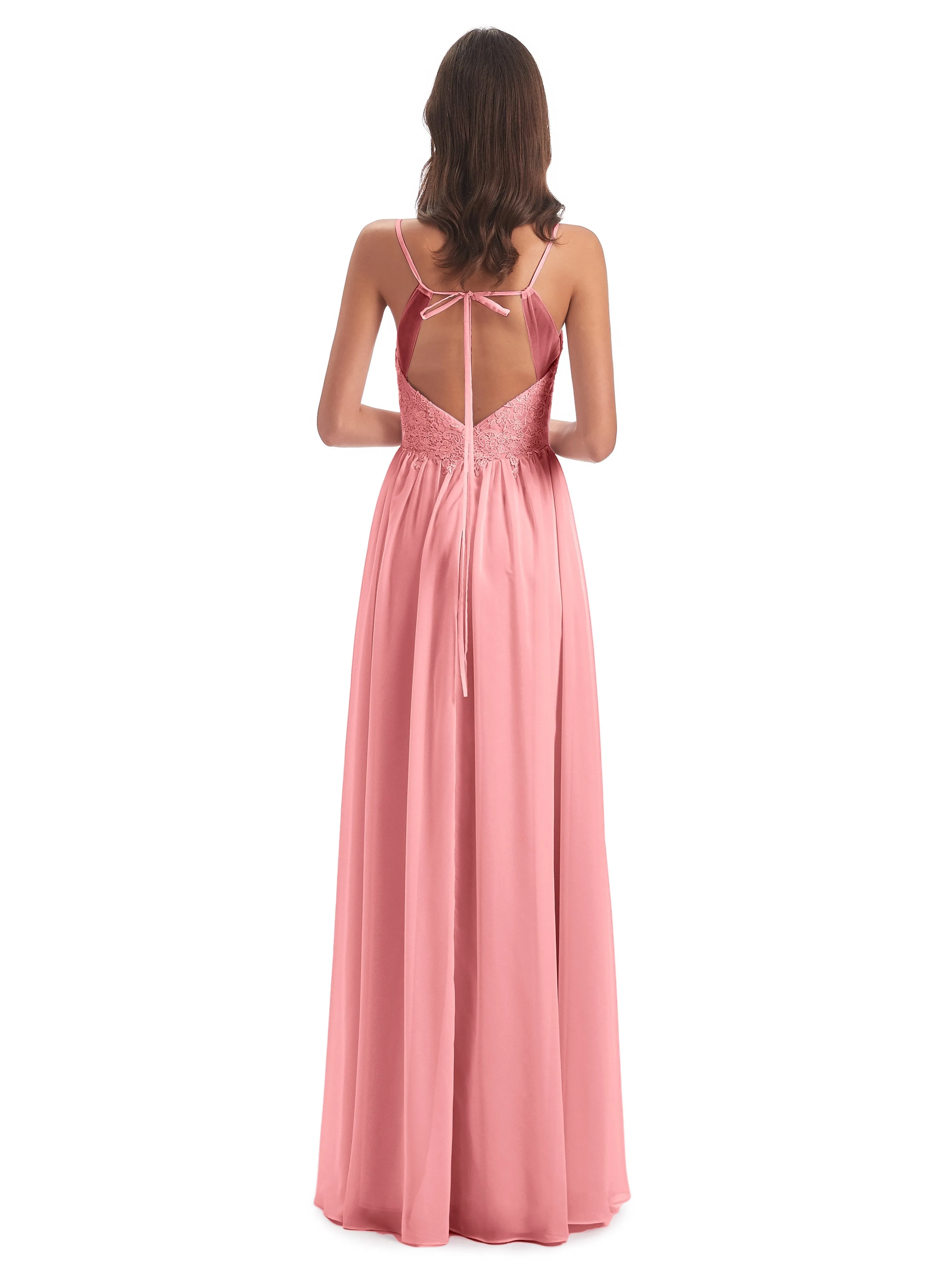 Amelia Pretty A-line Spaghetti Straps Long Bridesmaid Dresses