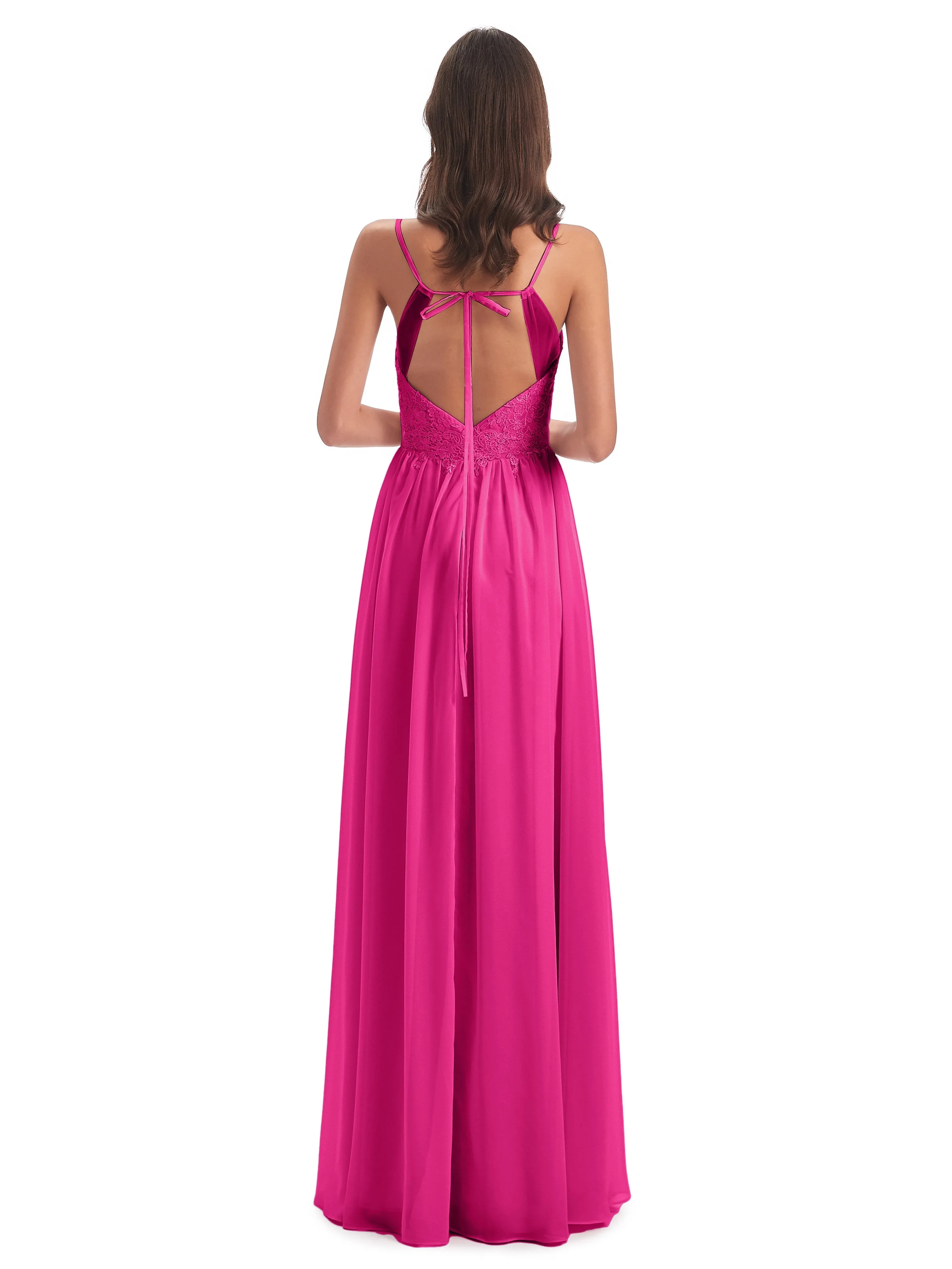 Amelia Pretty A-line Spaghetti Straps Long Bridesmaid Dresses