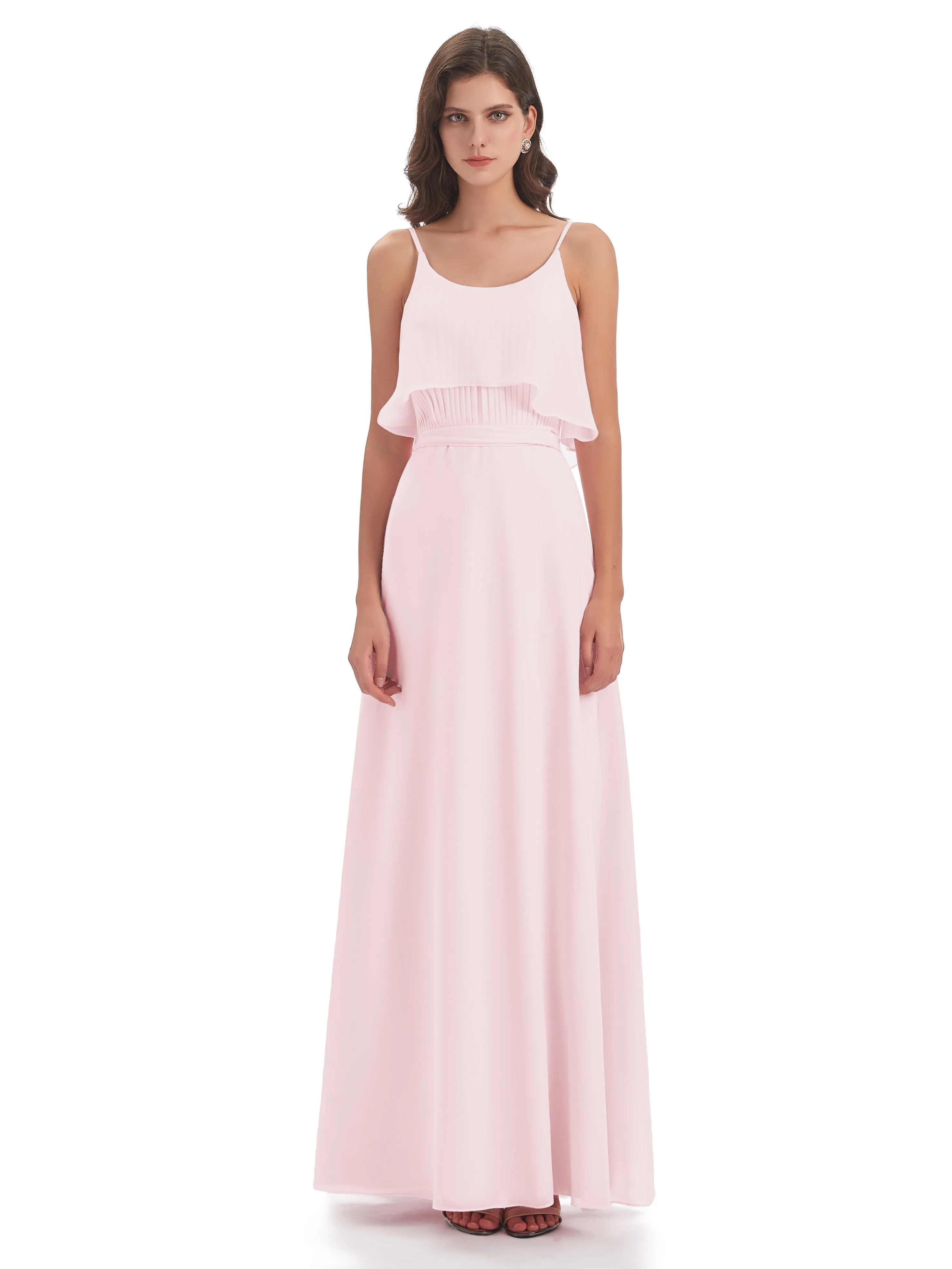 Amelie Wonderful Column Spaghetti Straps Long Bridesmaid Dresses