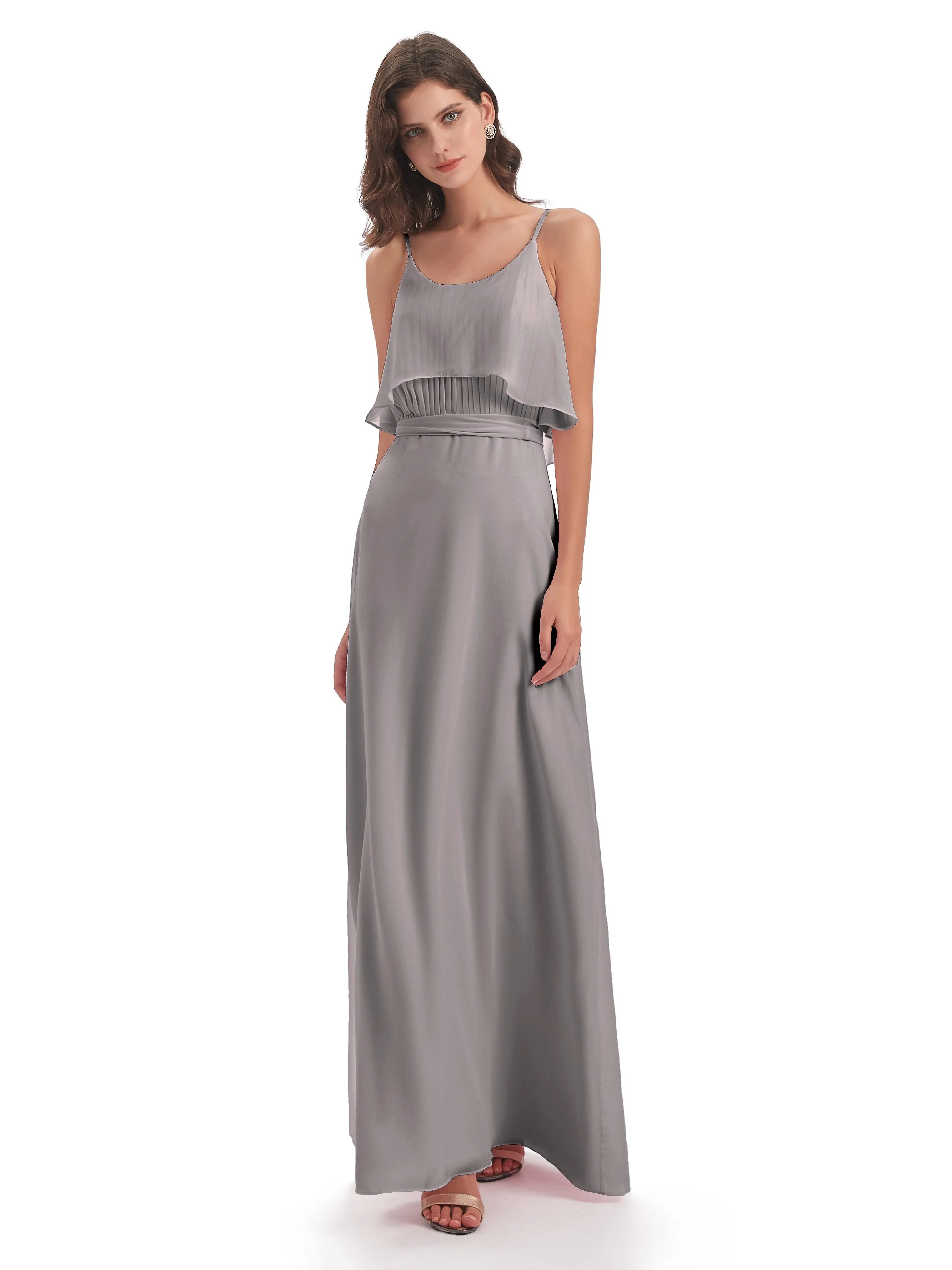 Amelie Wonderful Column Spaghetti Straps Long Bridesmaid Dresses