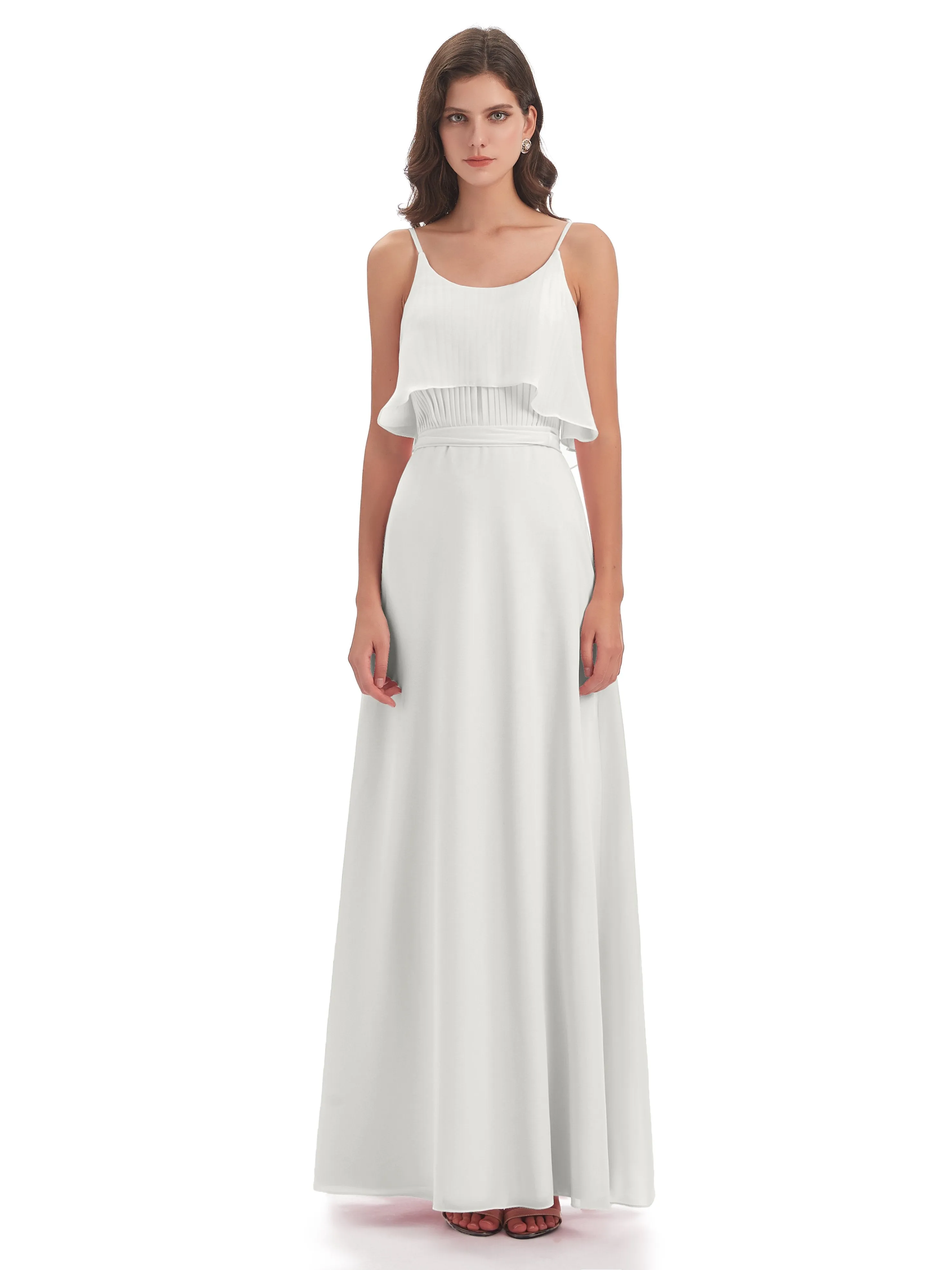 Amelie Wonderful Column Spaghetti Straps Long Bridesmaid Dresses