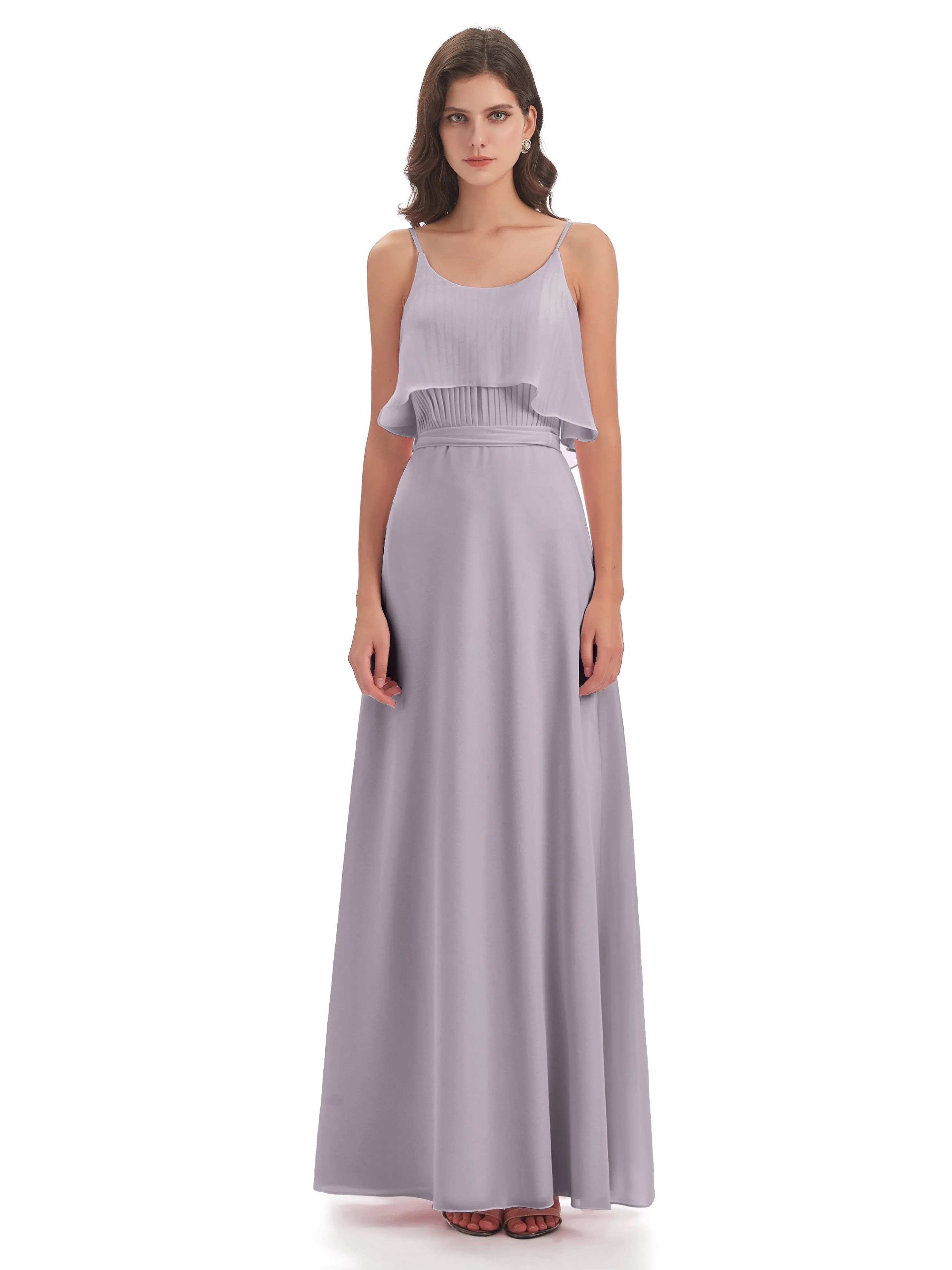 Amelie Wonderful Column Spaghetti Straps Long Bridesmaid Dresses