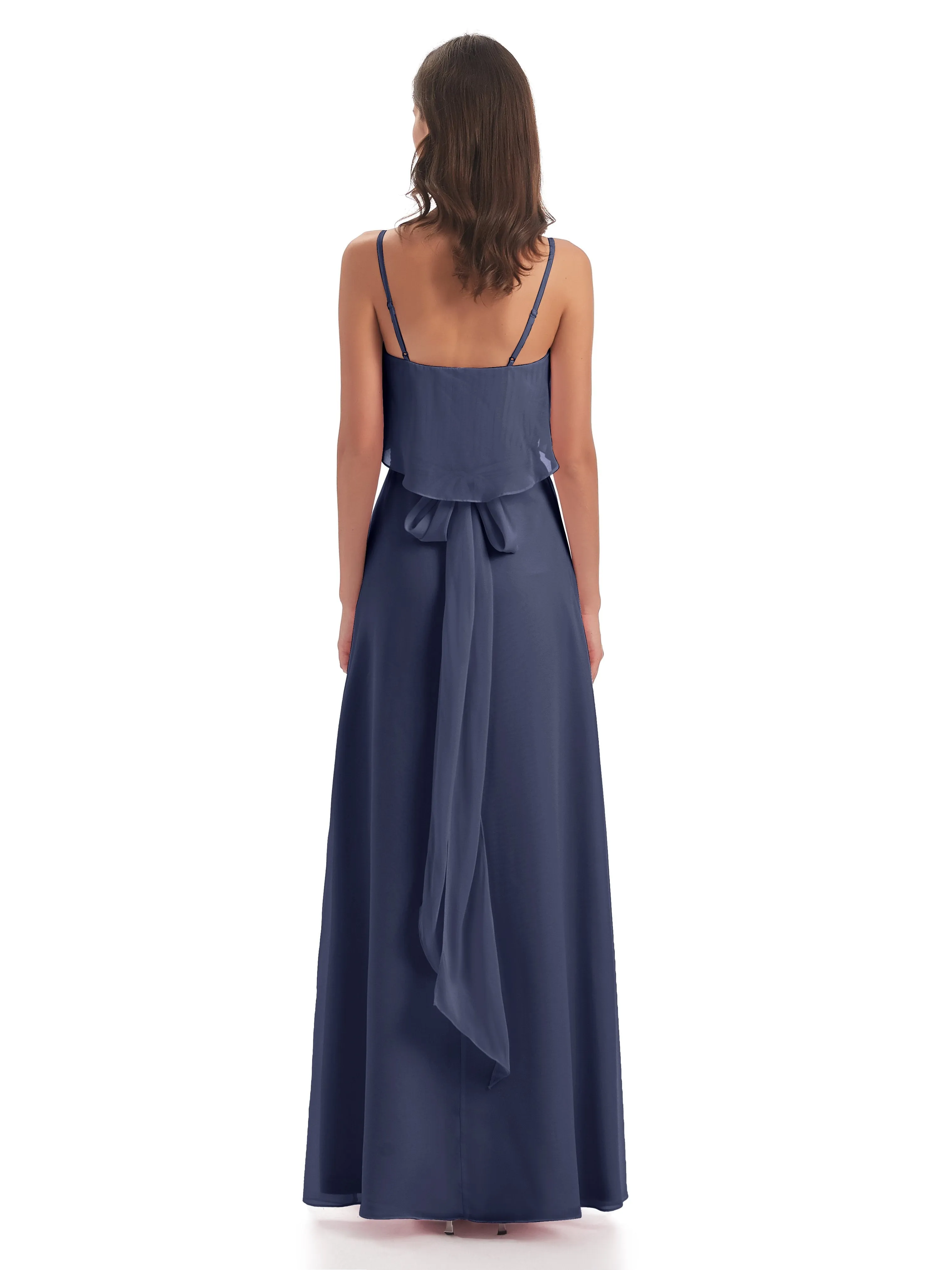 Amelie Wonderful Column Spaghetti Straps Long Bridesmaid Dresses