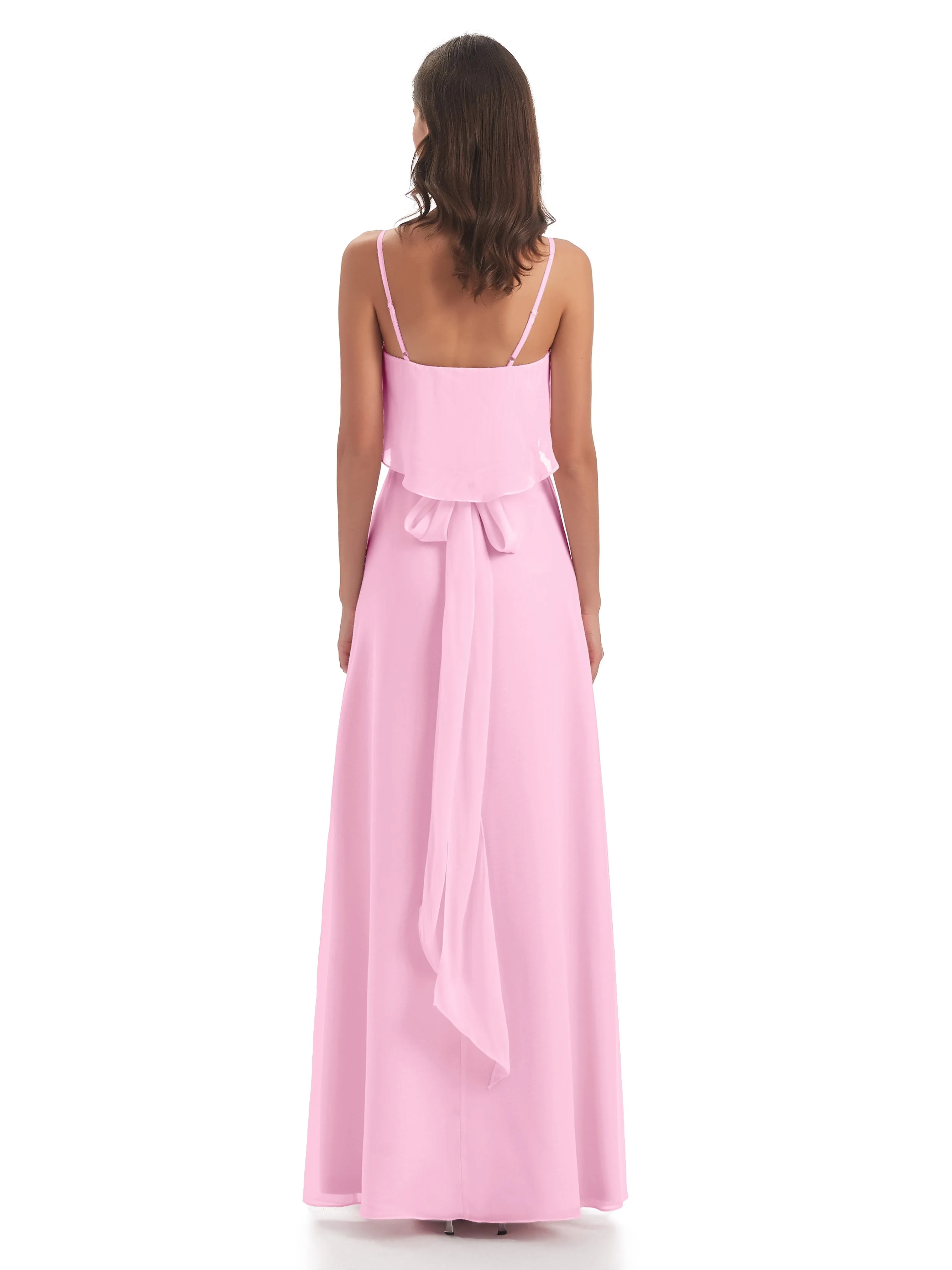 Amelie Wonderful Column Spaghetti Straps Long Bridesmaid Dresses