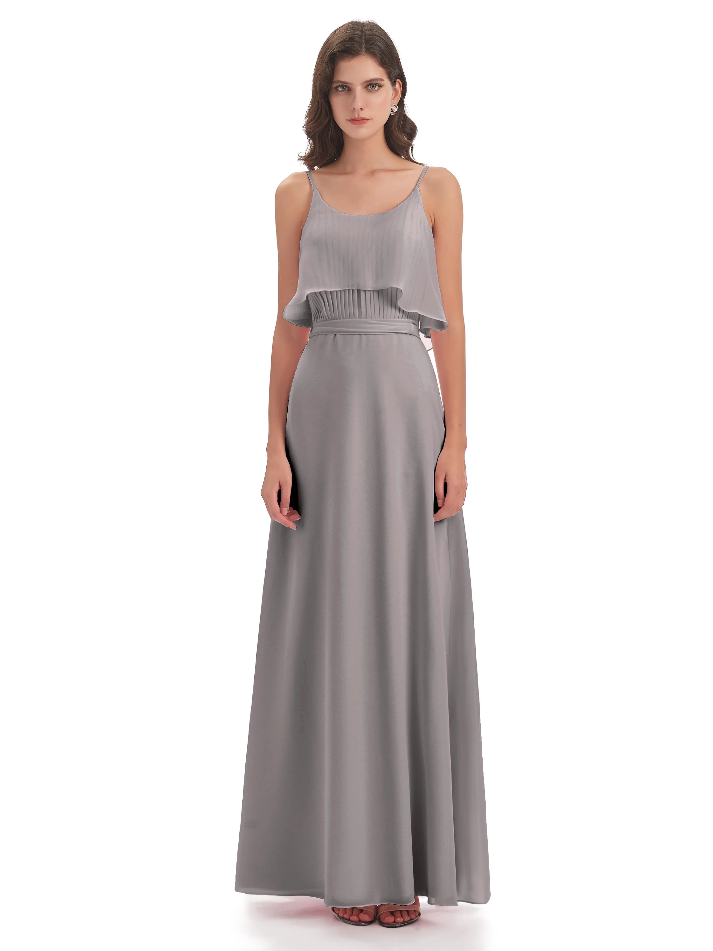 Amelie Wonderful Column Spaghetti Straps Long Bridesmaid Dresses