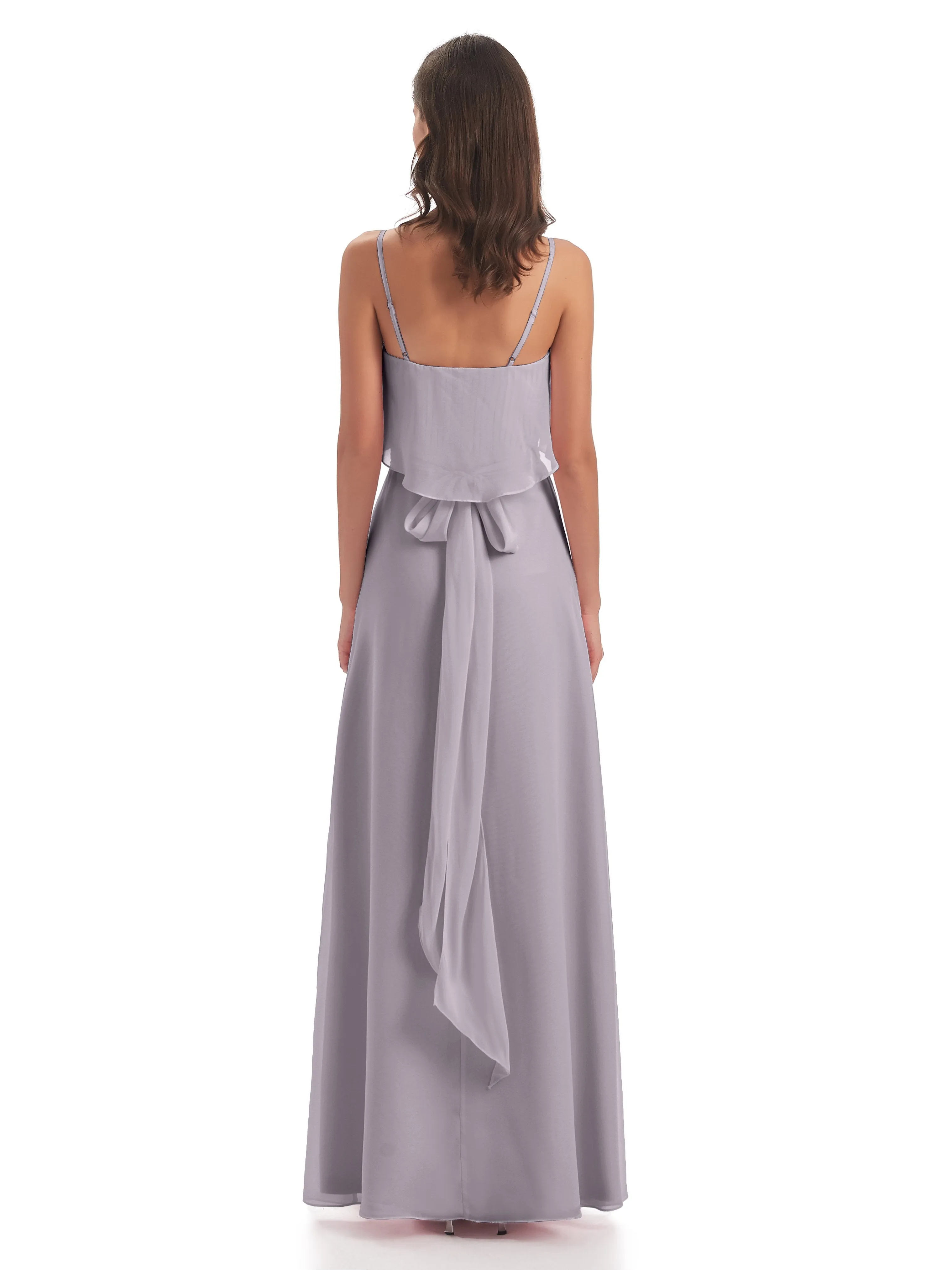 Amelie Wonderful Column Spaghetti Straps Long Bridesmaid Dresses