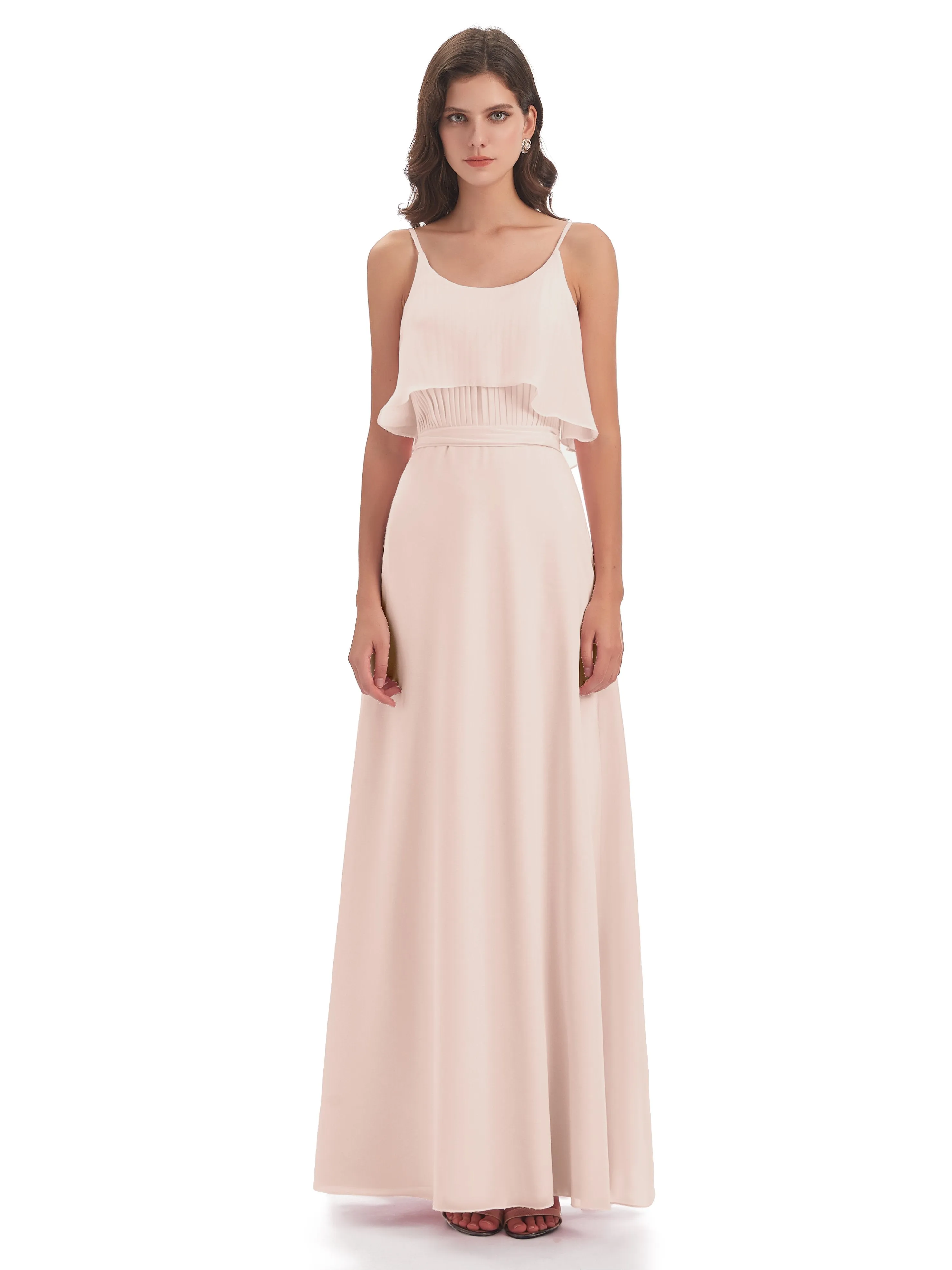 Amelie Wonderful Column Spaghetti Straps Long Bridesmaid Dresses