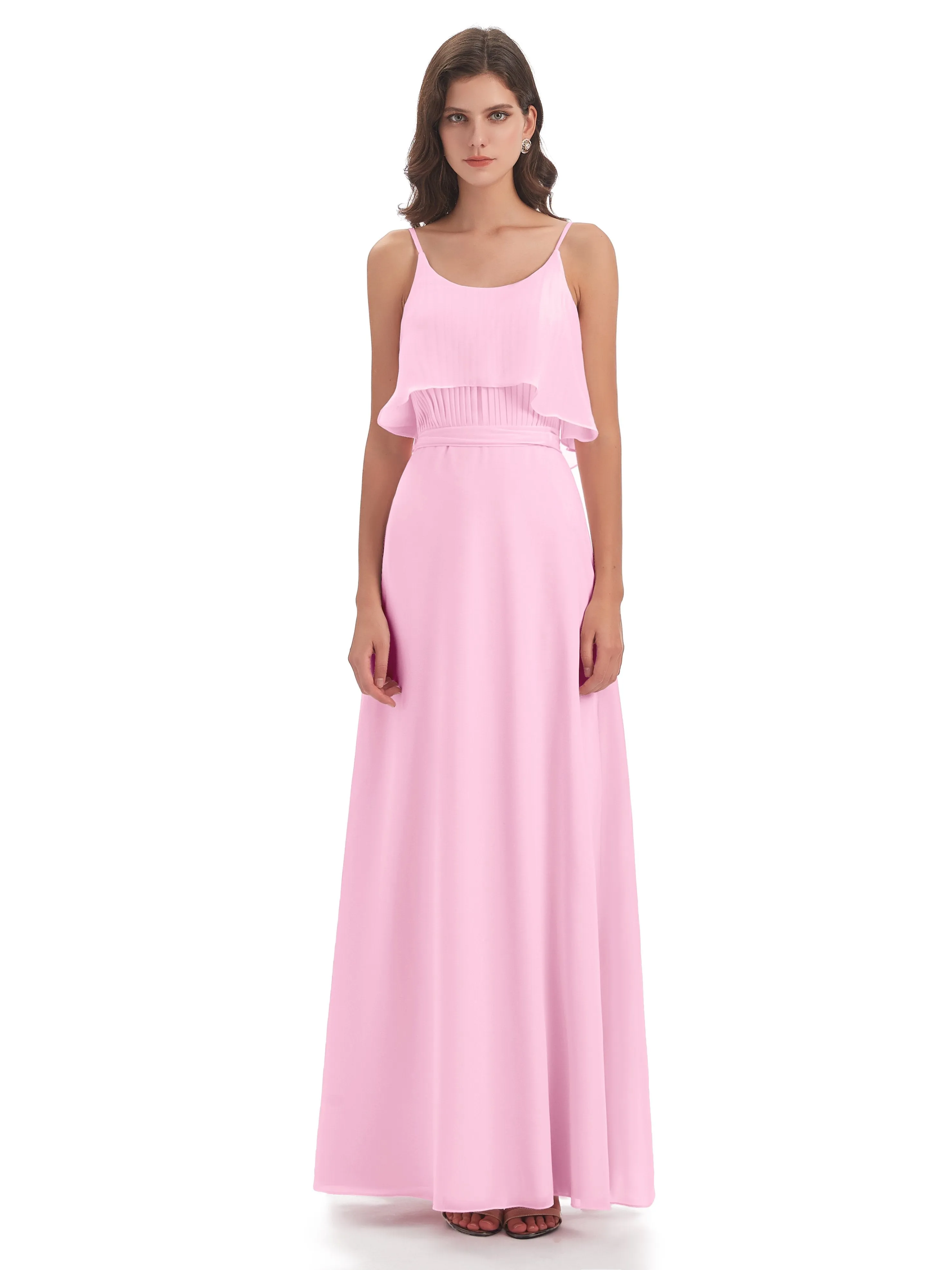 Amelie Wonderful Column Spaghetti Straps Long Bridesmaid Dresses