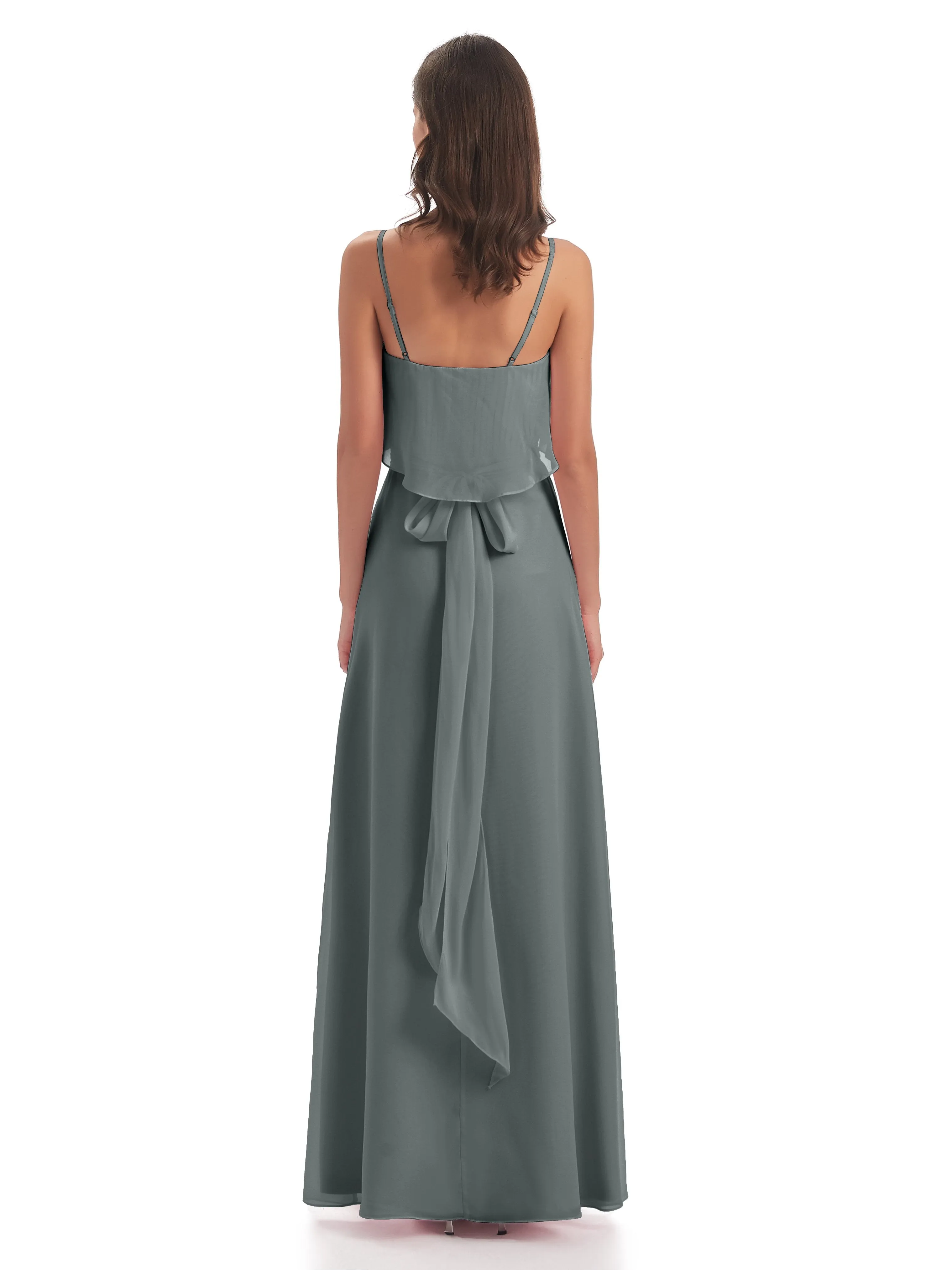 Amelie Wonderful Column Spaghetti Straps Long Bridesmaid Dresses