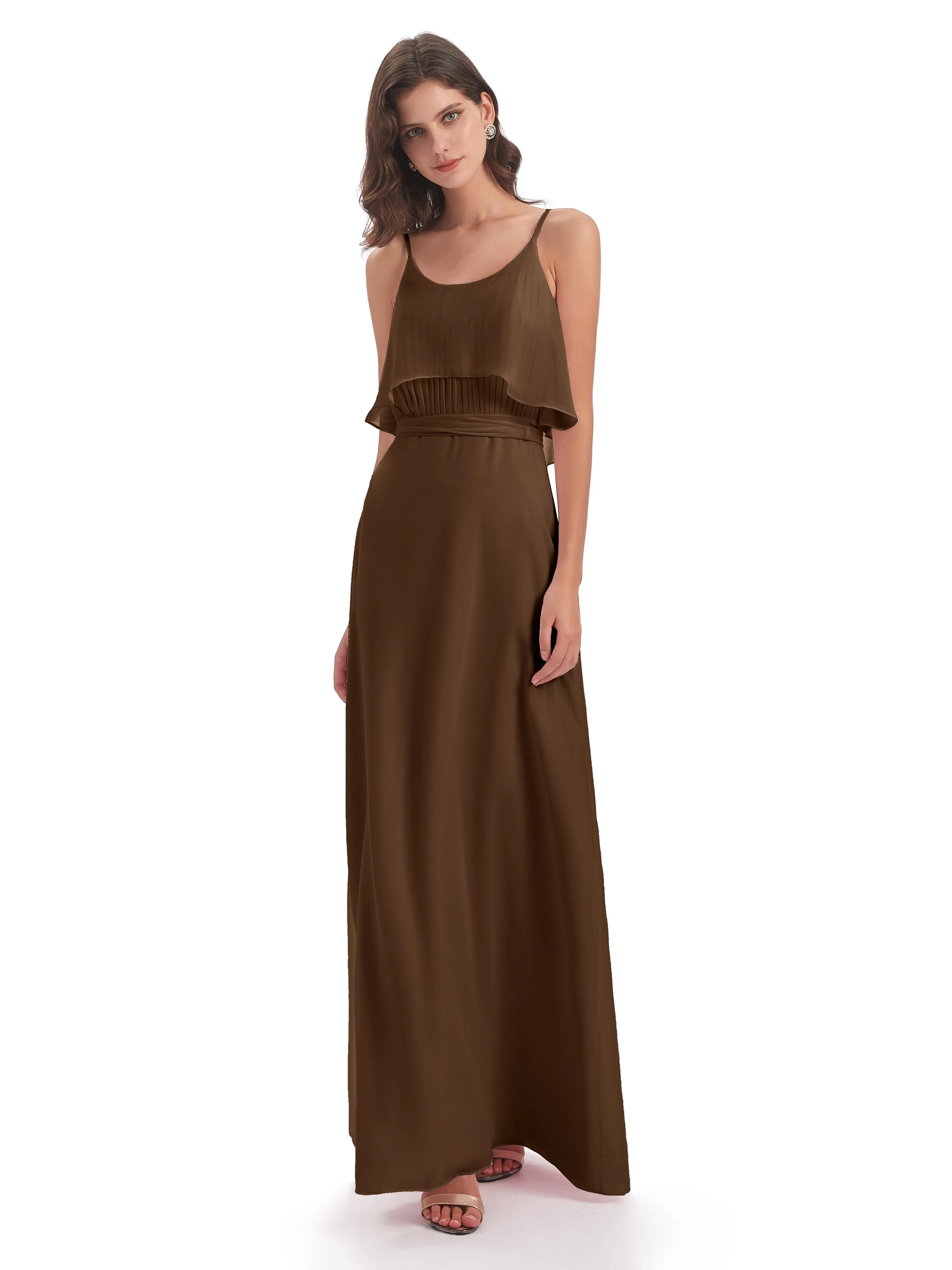 Amelie Wonderful Column Spaghetti Straps Long Bridesmaid Dresses