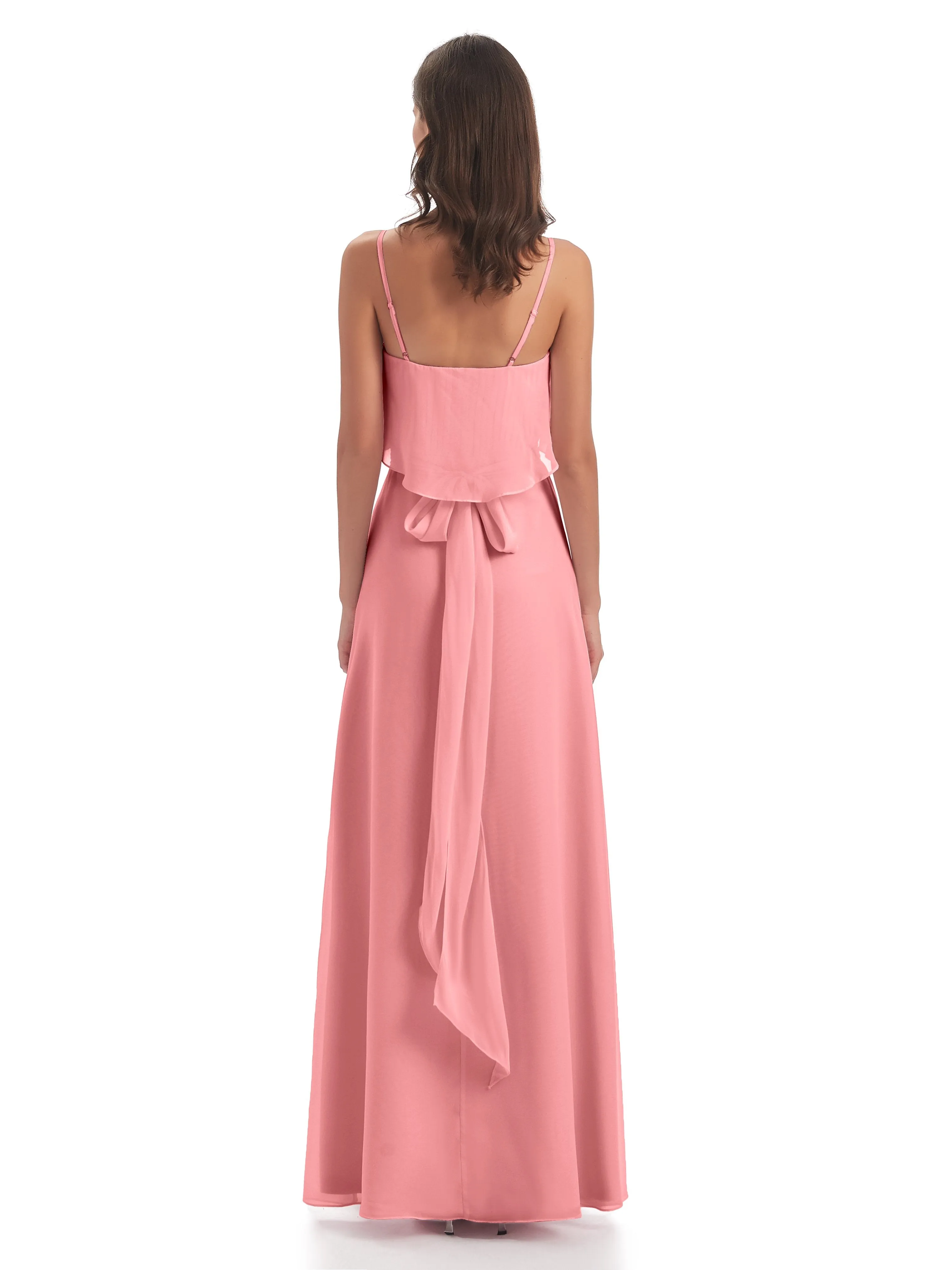 Amelie Wonderful Column Spaghetti Straps Long Bridesmaid Dresses