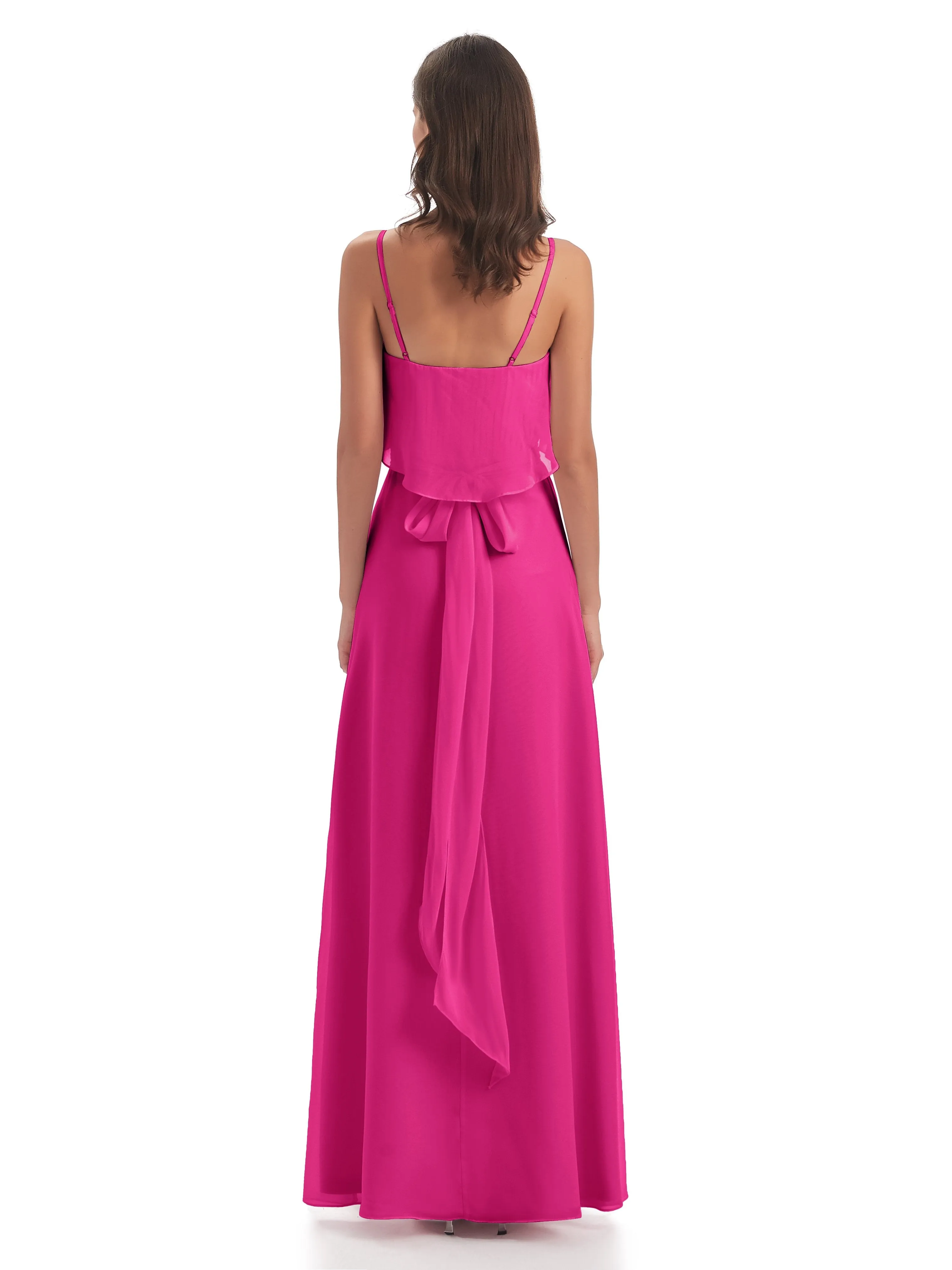 Amelie Wonderful Column Spaghetti Straps Long Bridesmaid Dresses