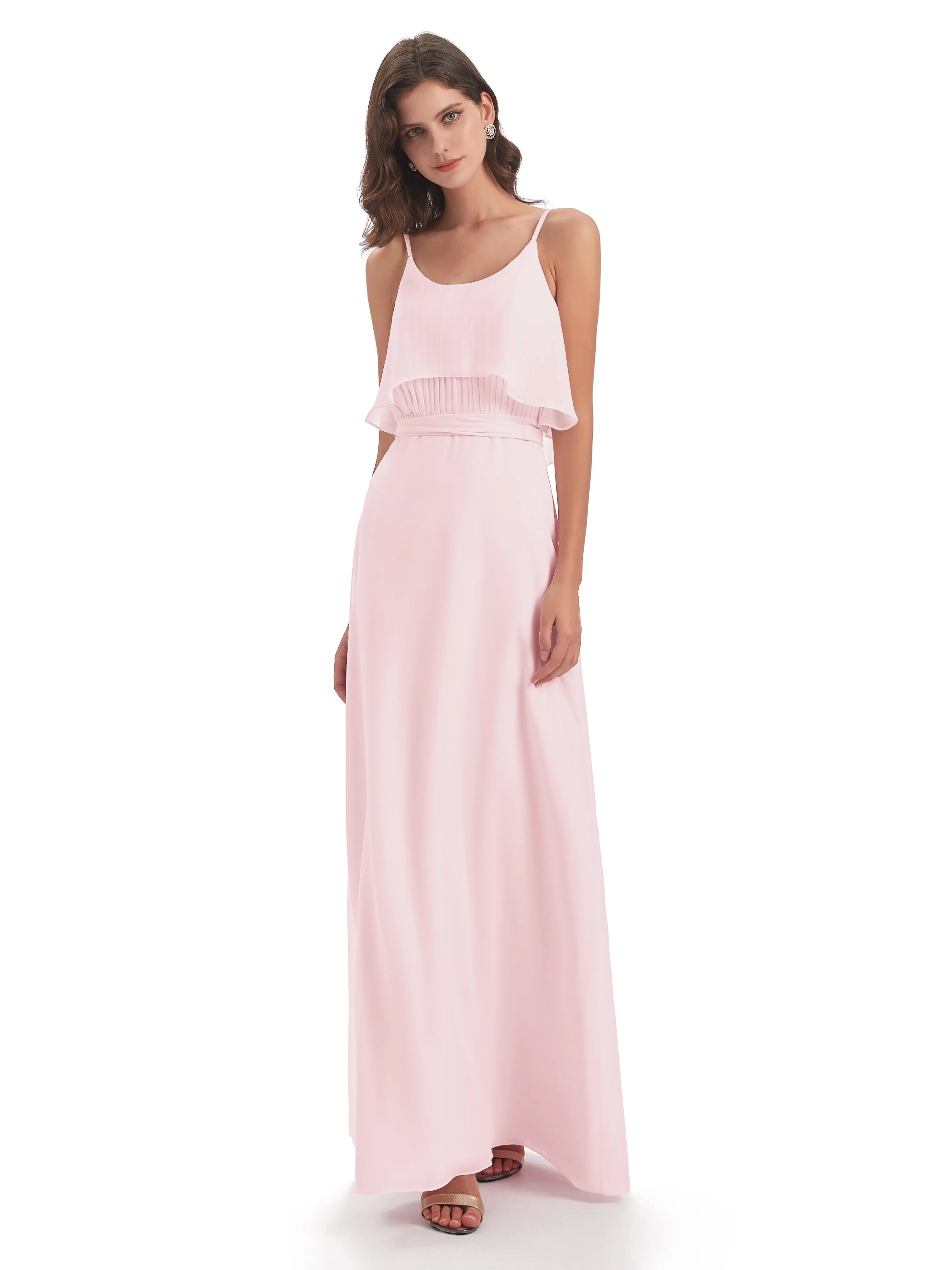 Amelie Wonderful Column Spaghetti Straps Long Bridesmaid Dresses