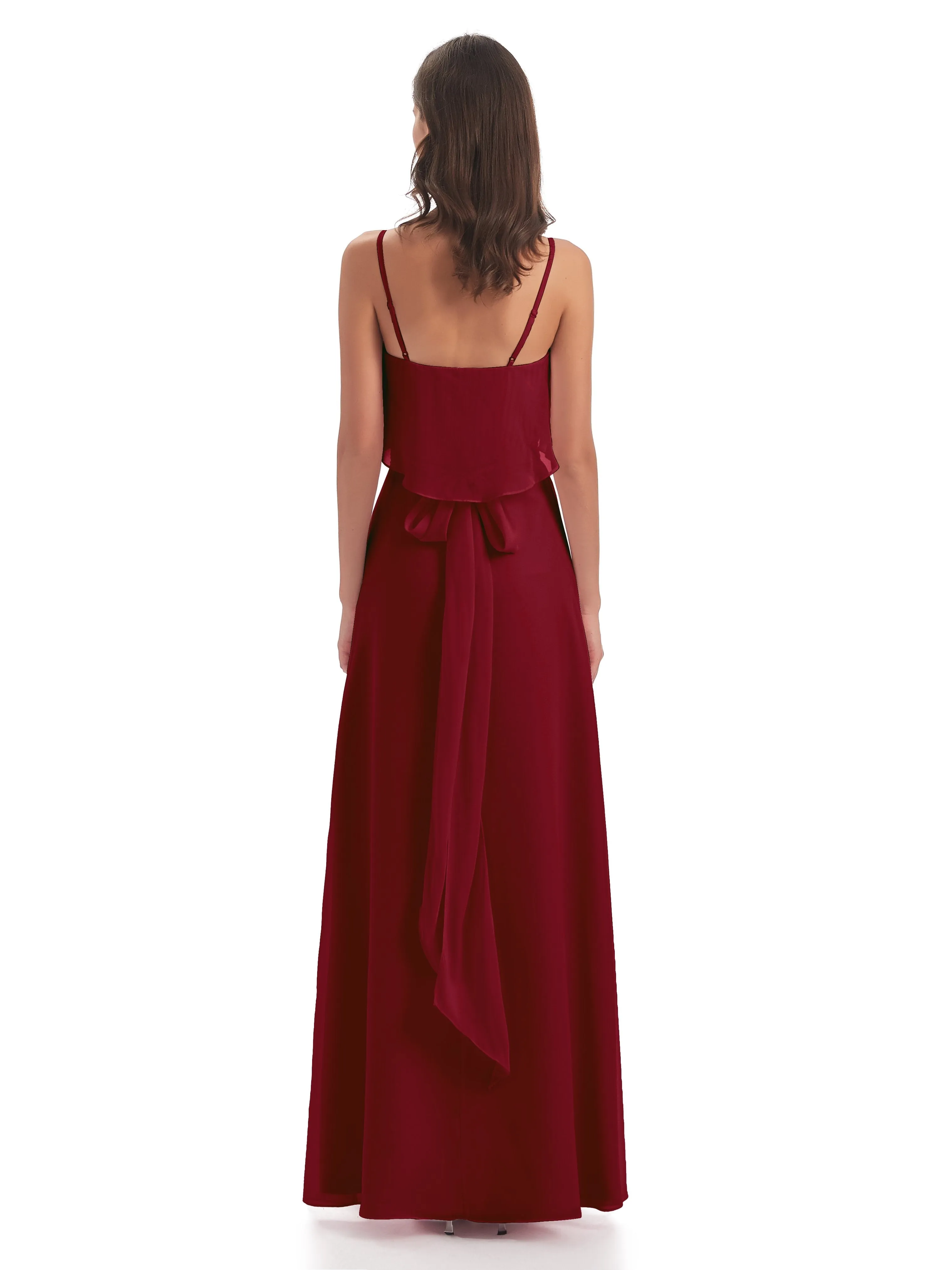 Amelie Wonderful Column Spaghetti Straps Long Bridesmaid Dresses