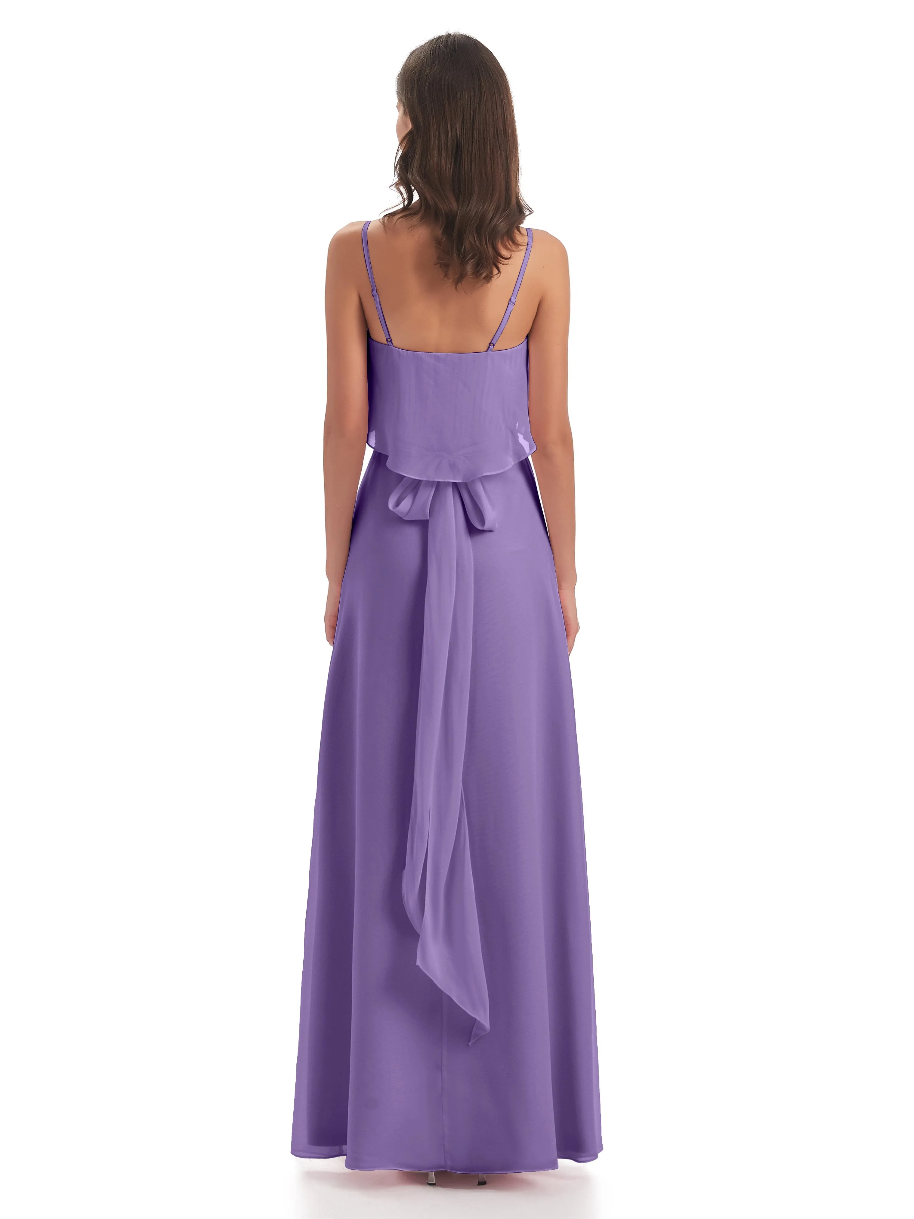 Amelie Wonderful Column Spaghetti Straps Long Bridesmaid Dresses