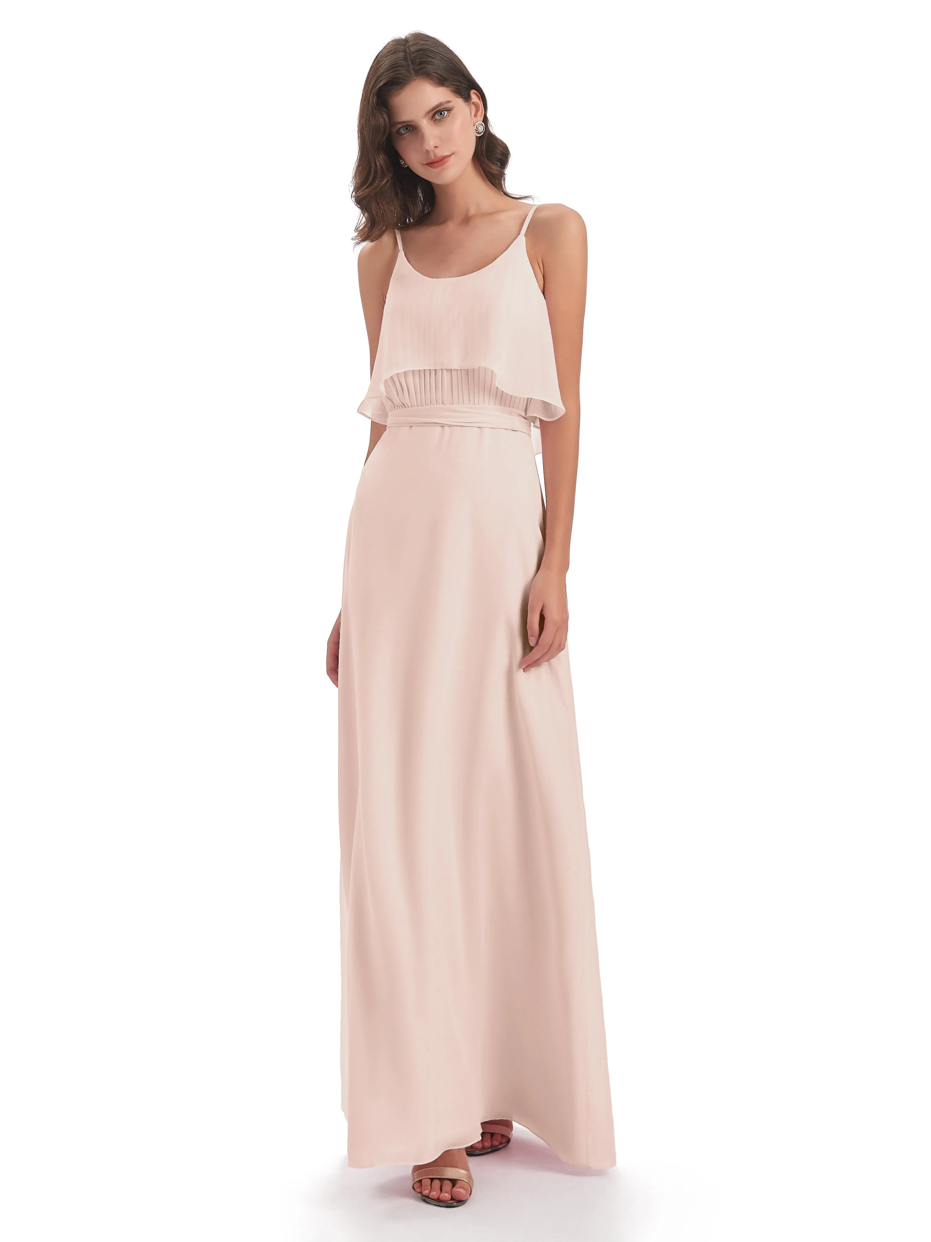 Amelie Wonderful Column Spaghetti Straps Long Bridesmaid Dresses